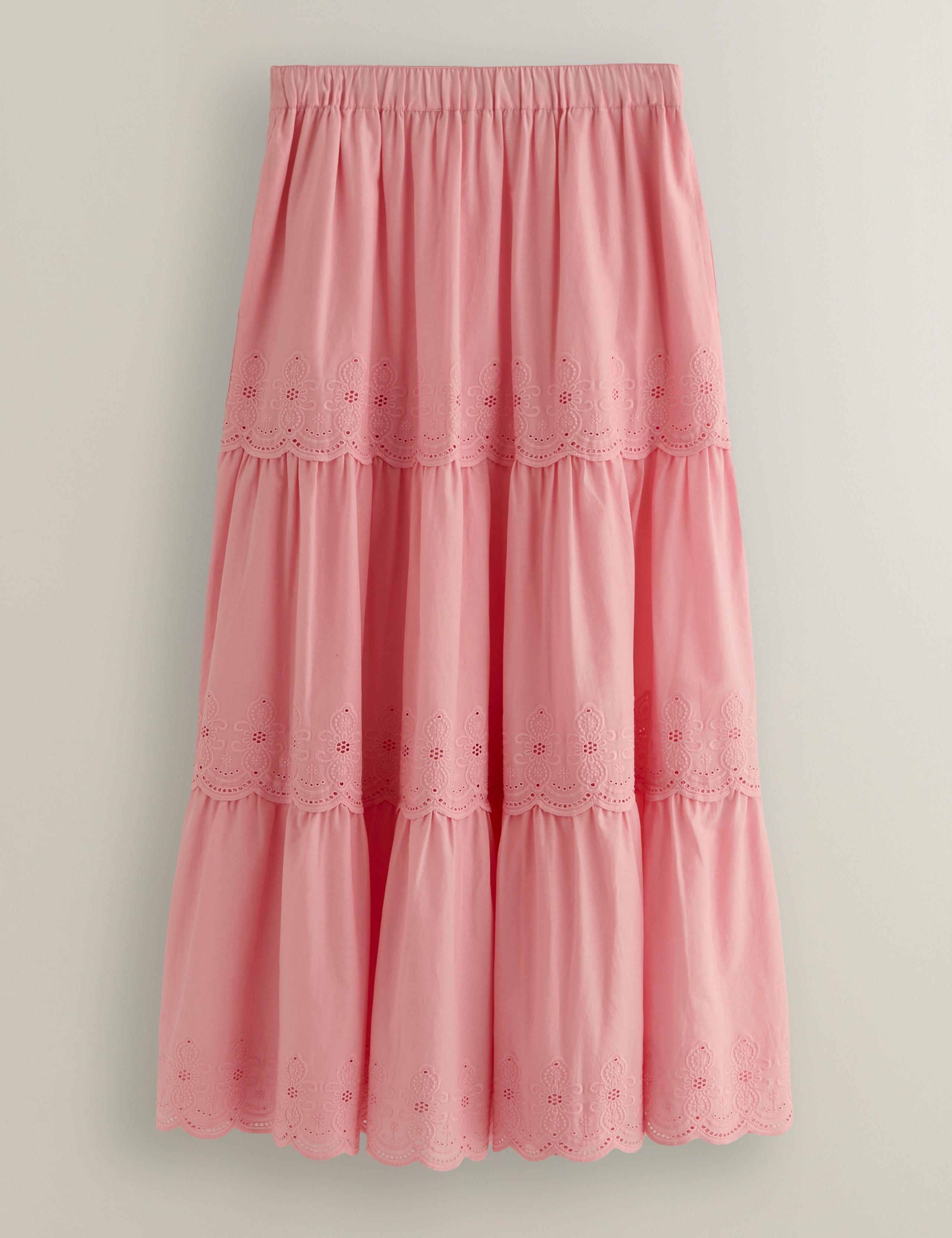 Deiana Pure Cotton Broderie Midi Tiered Skirt 2 of 6