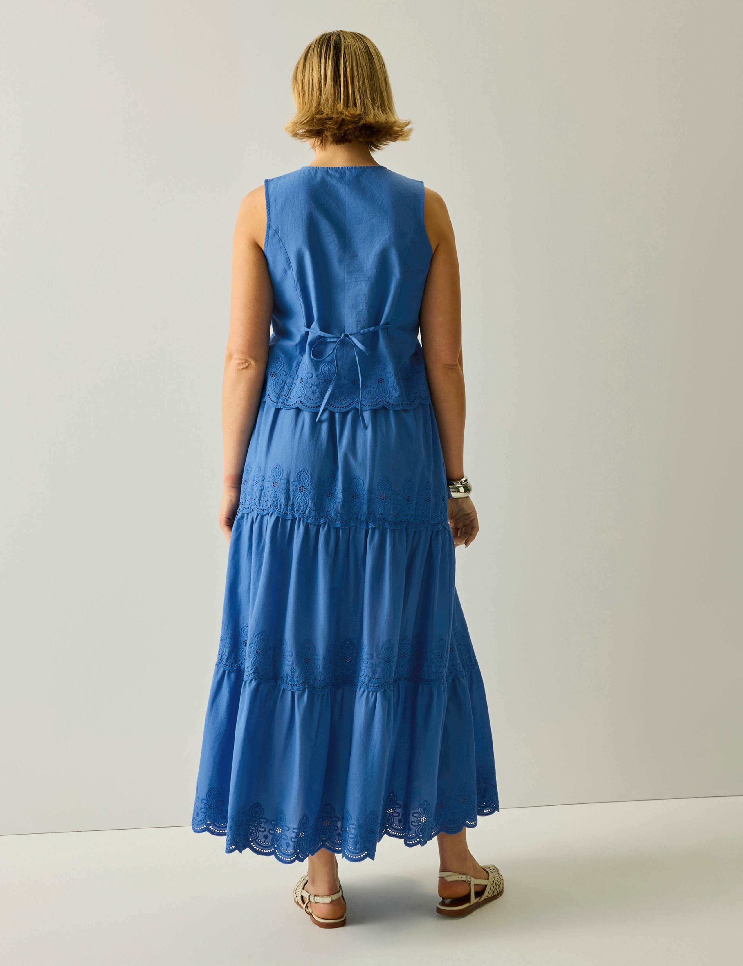 Deiana Pure Cotton Broderie Midi Tiered Skirt 4 of 5