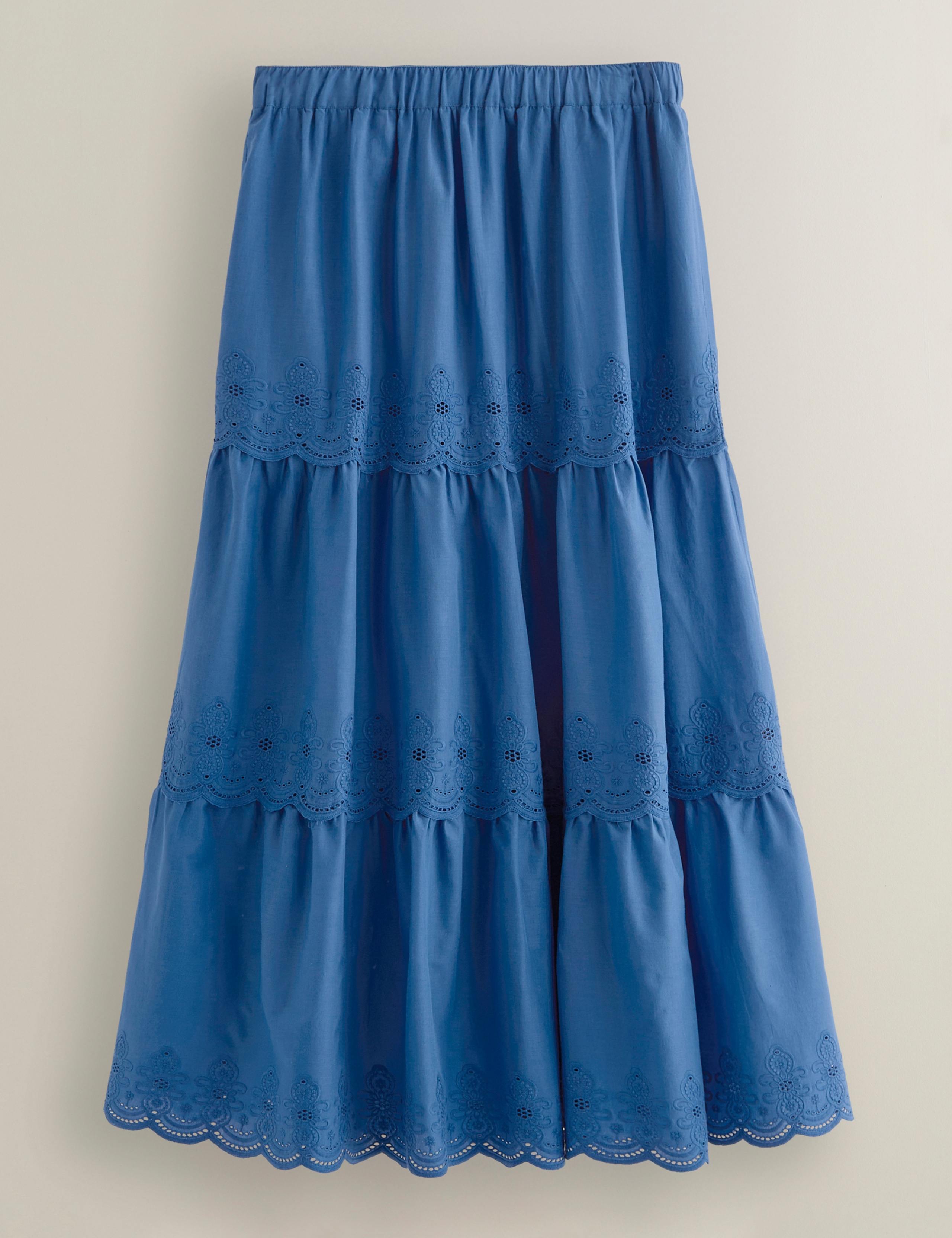 Deiana Pure Cotton Broderie Midi Tiered Skirt 2 of 5