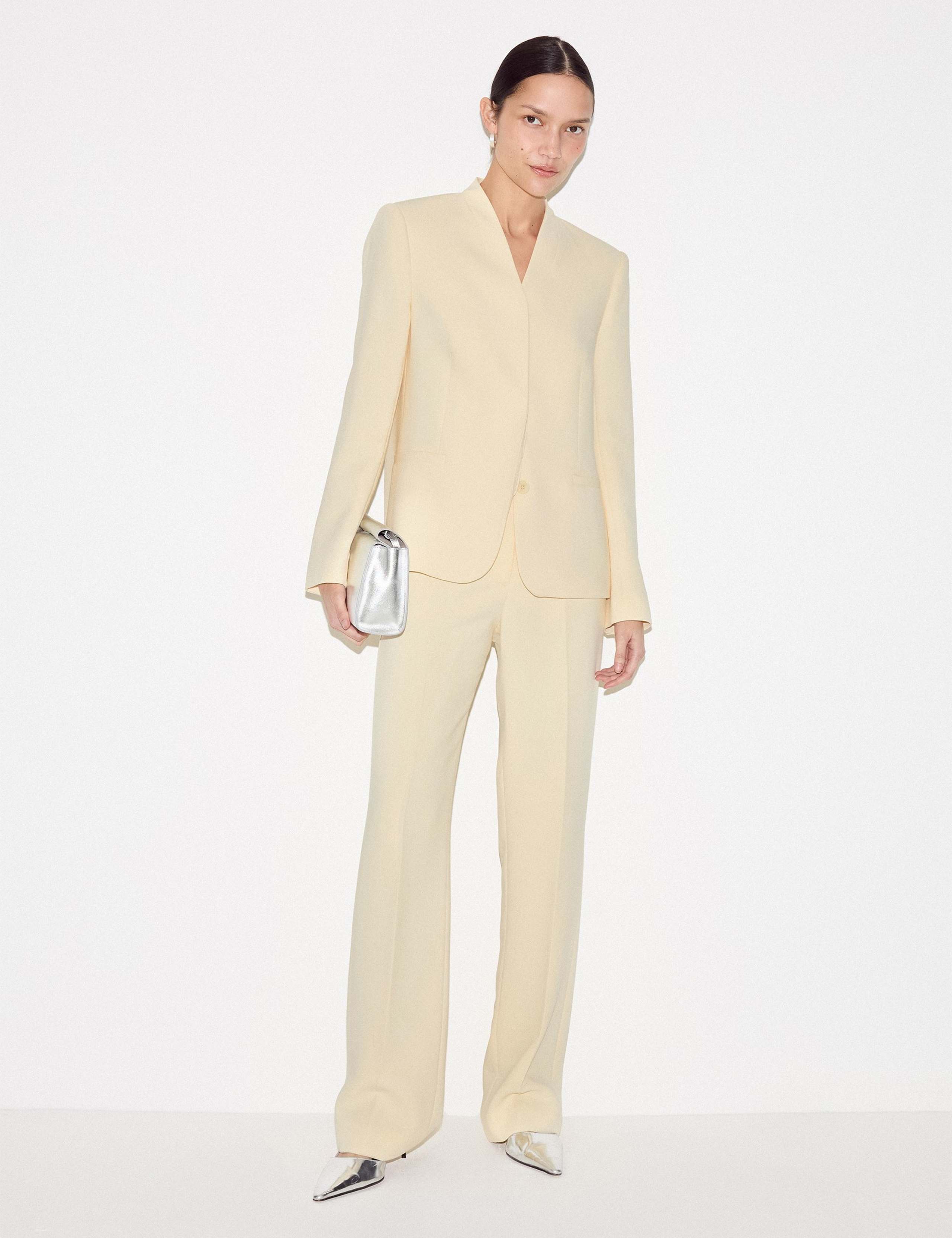Tailored Collarless Blazer 3 of 8
