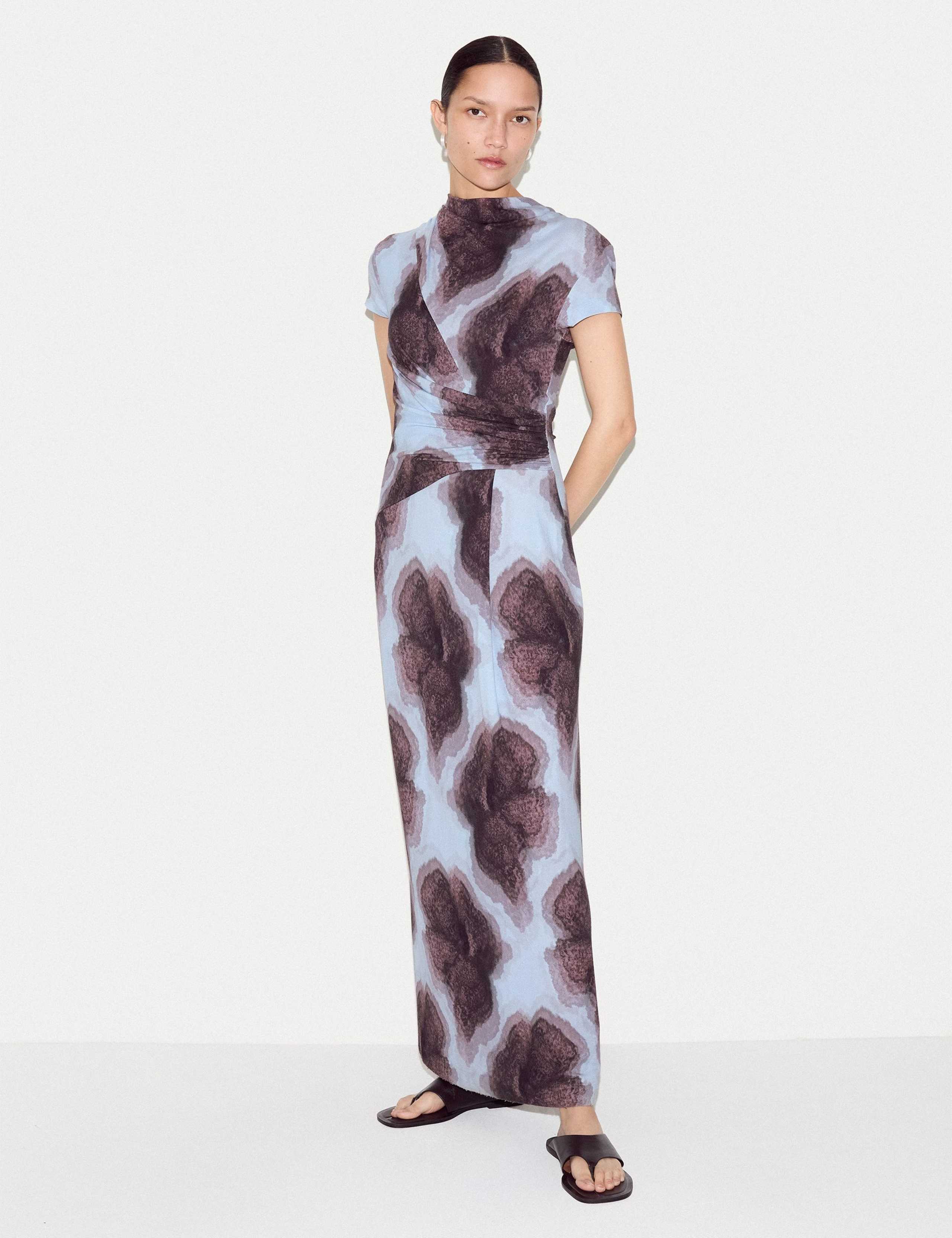 Floral High Neck Maxi Bodycon Dress 1 of 7