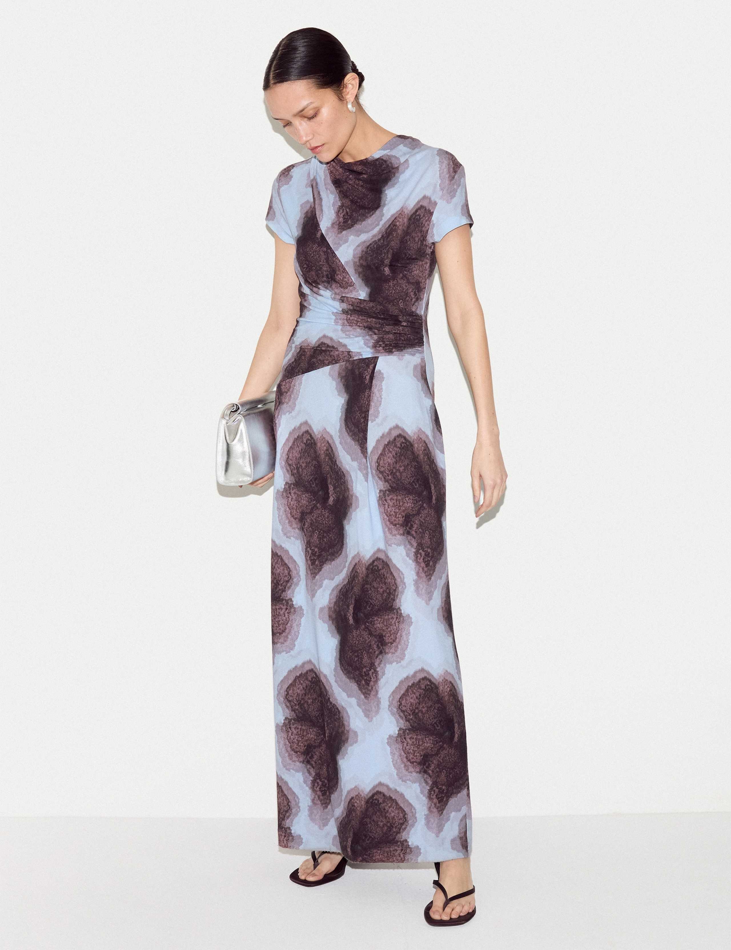 Floral High Neck Maxi Bodycon Dress 3 of 7