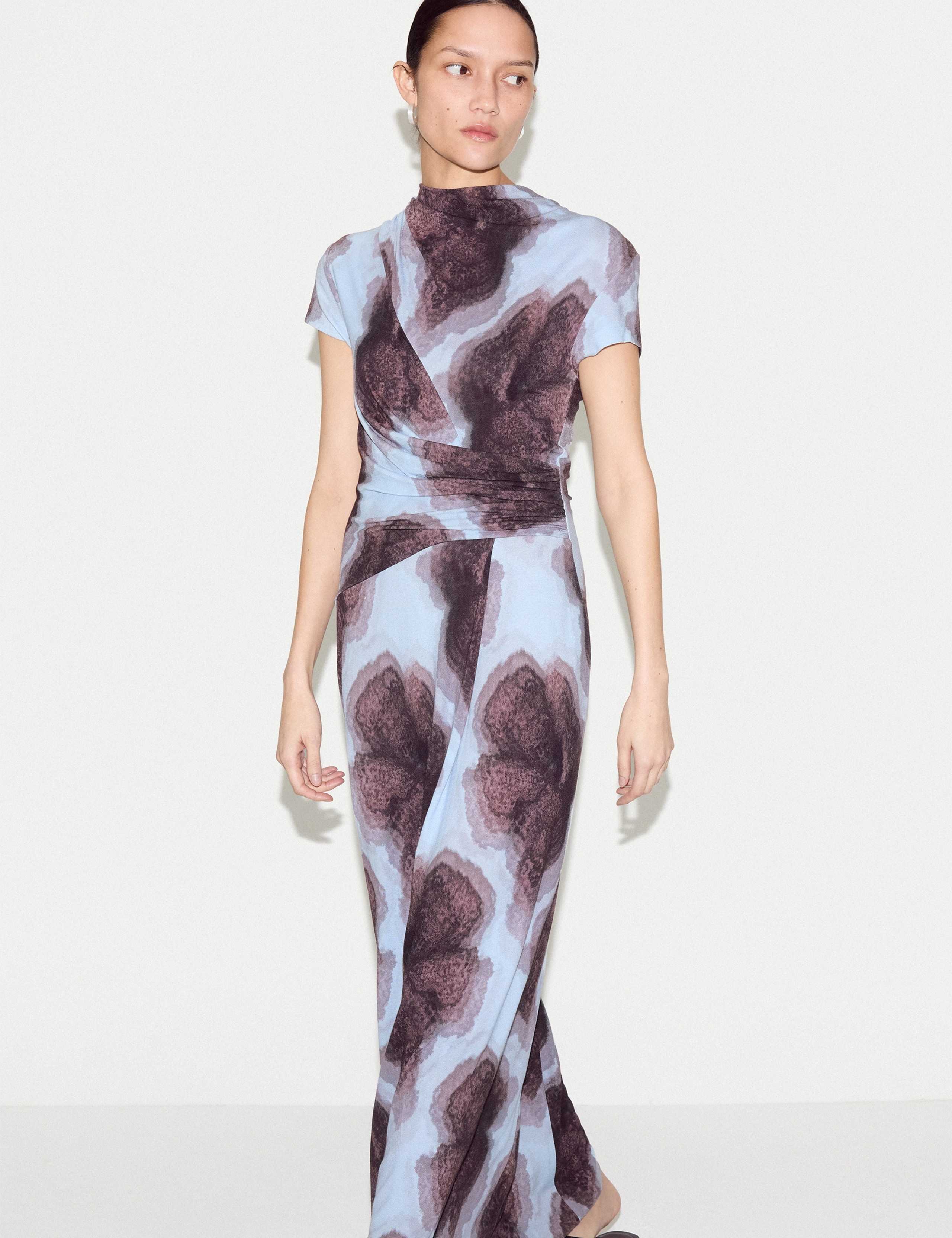 Floral High Neck Maxi Bodycon Dress 6 of 7