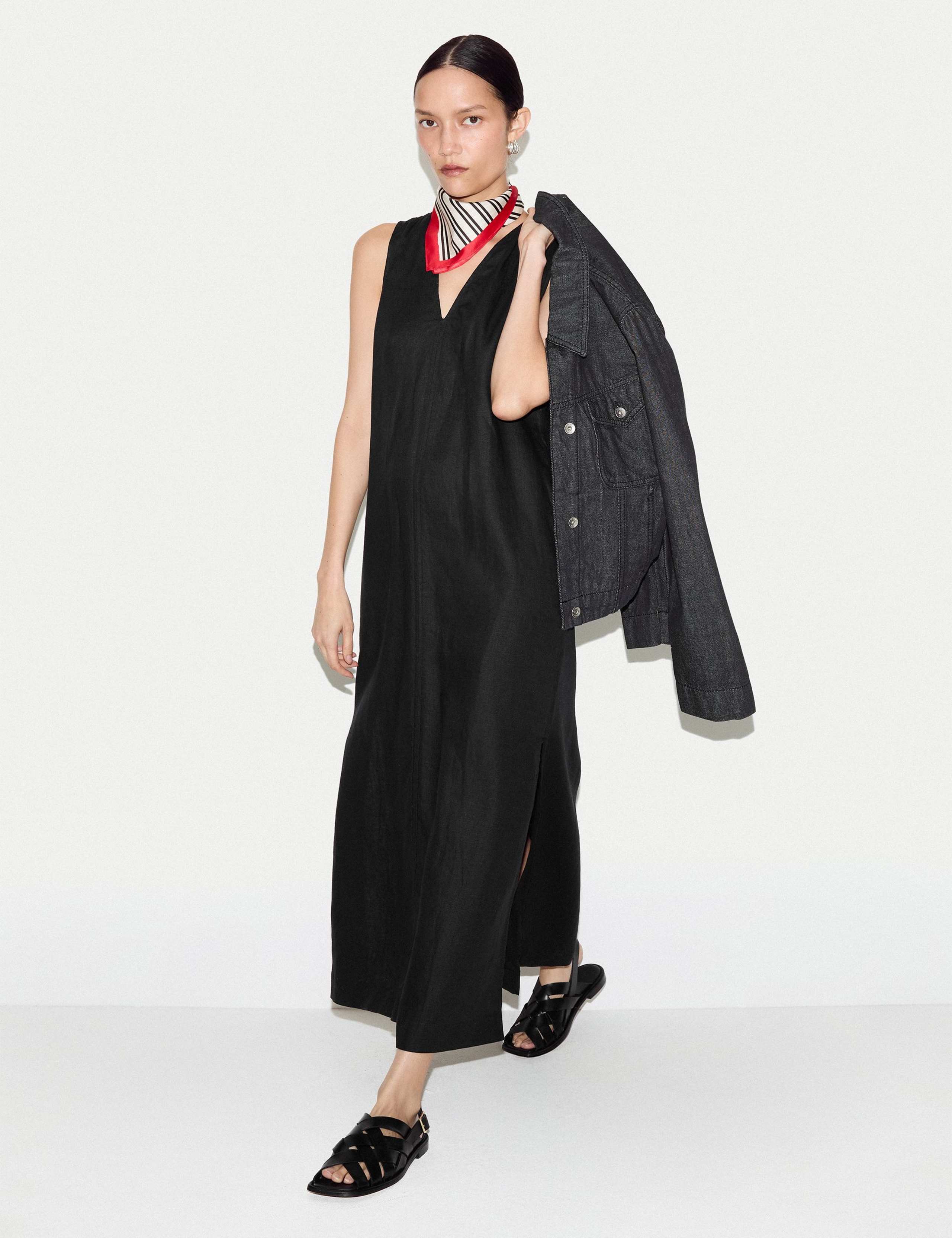 Pure Linen Midaxi Column Dress 3 of 6