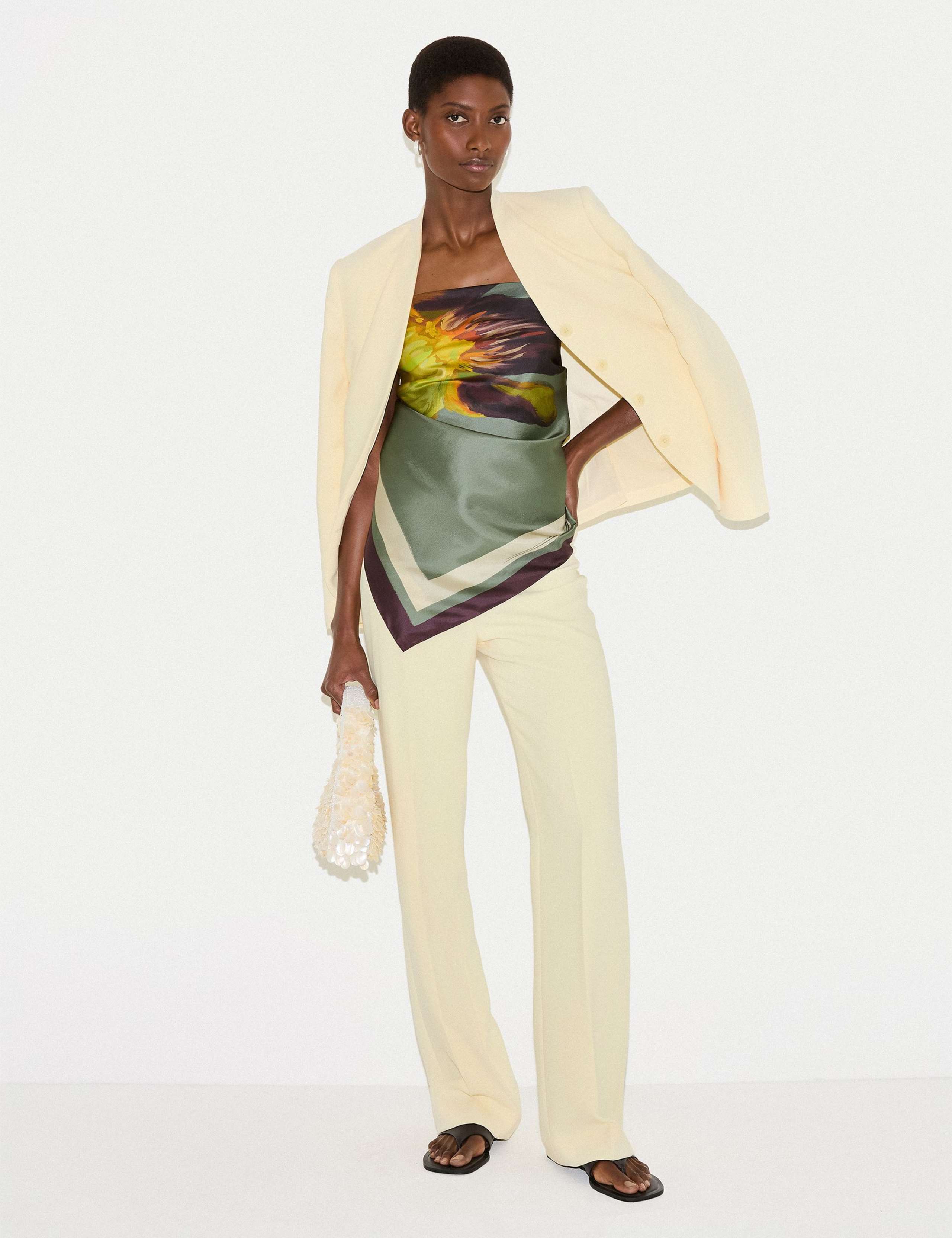 Pure Silk Twill Floral Scarf 1 of 1