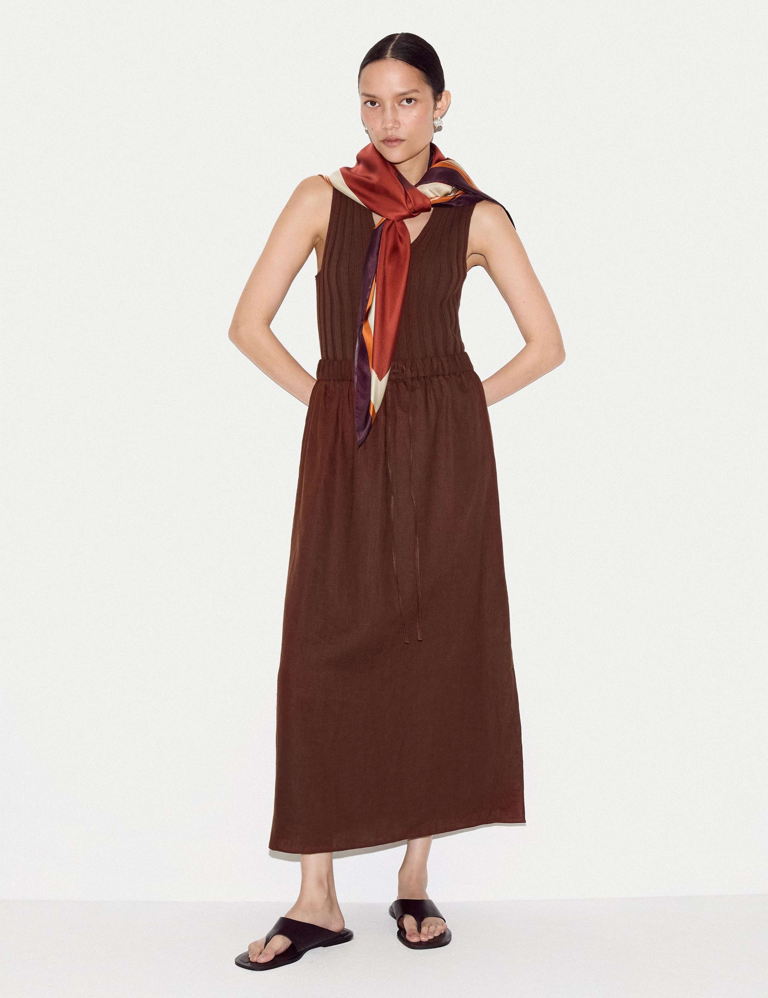 Pure Linen Drawstring Maxi Skirt 1 of 7