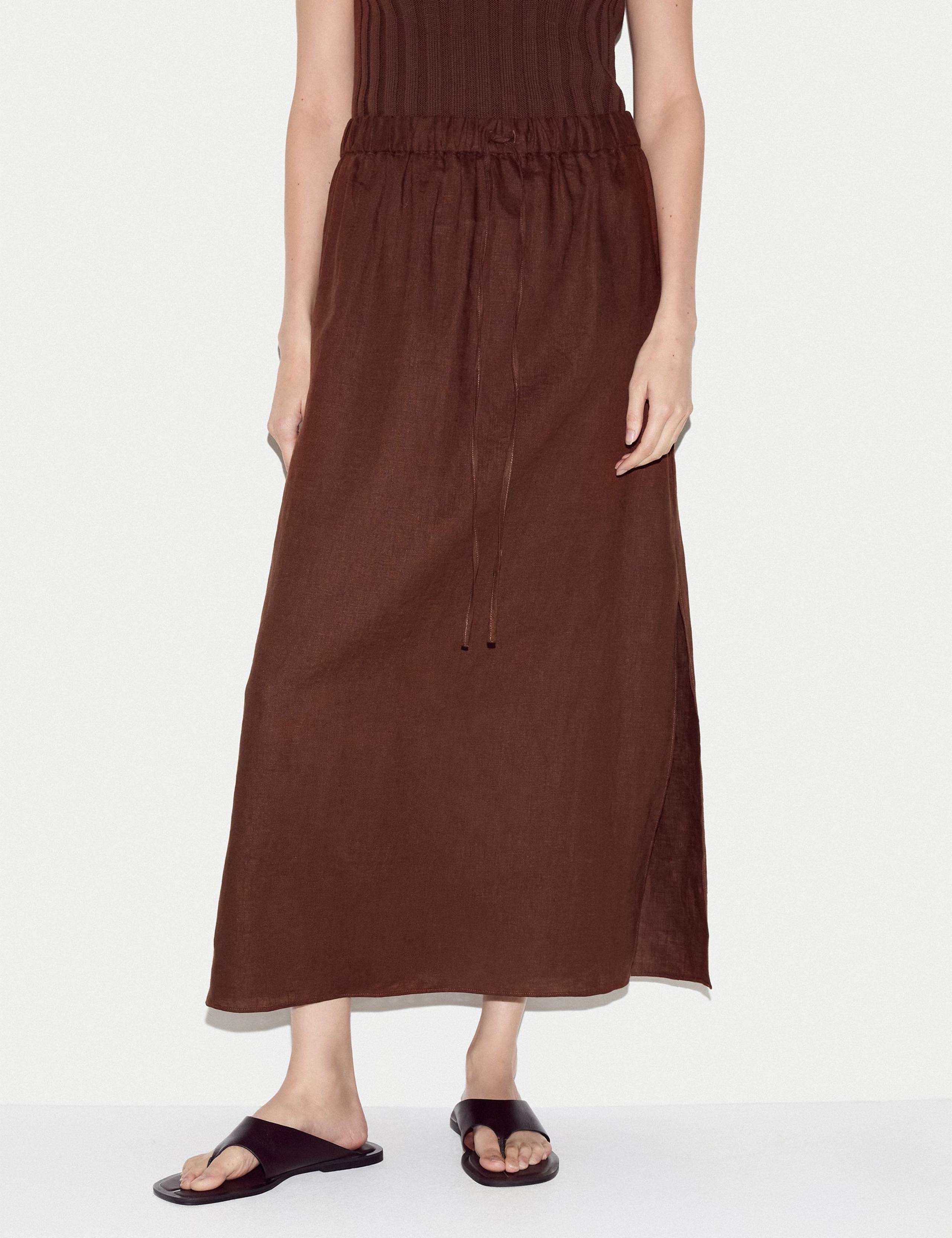 Pure Linen Drawstring Maxi Skirt 3 of 7