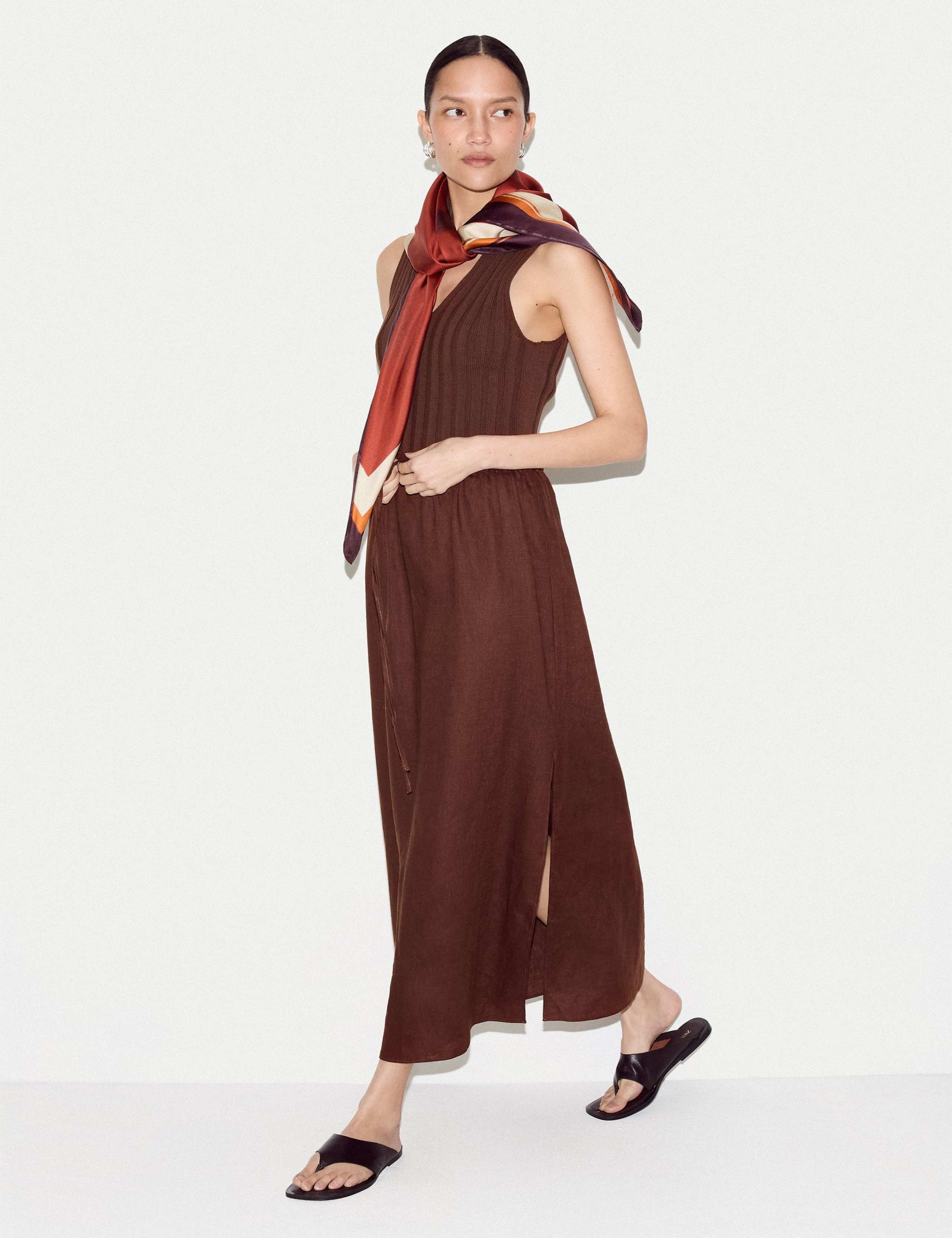 Pure Linen Drawstring Maxi Skirt 4 of 7