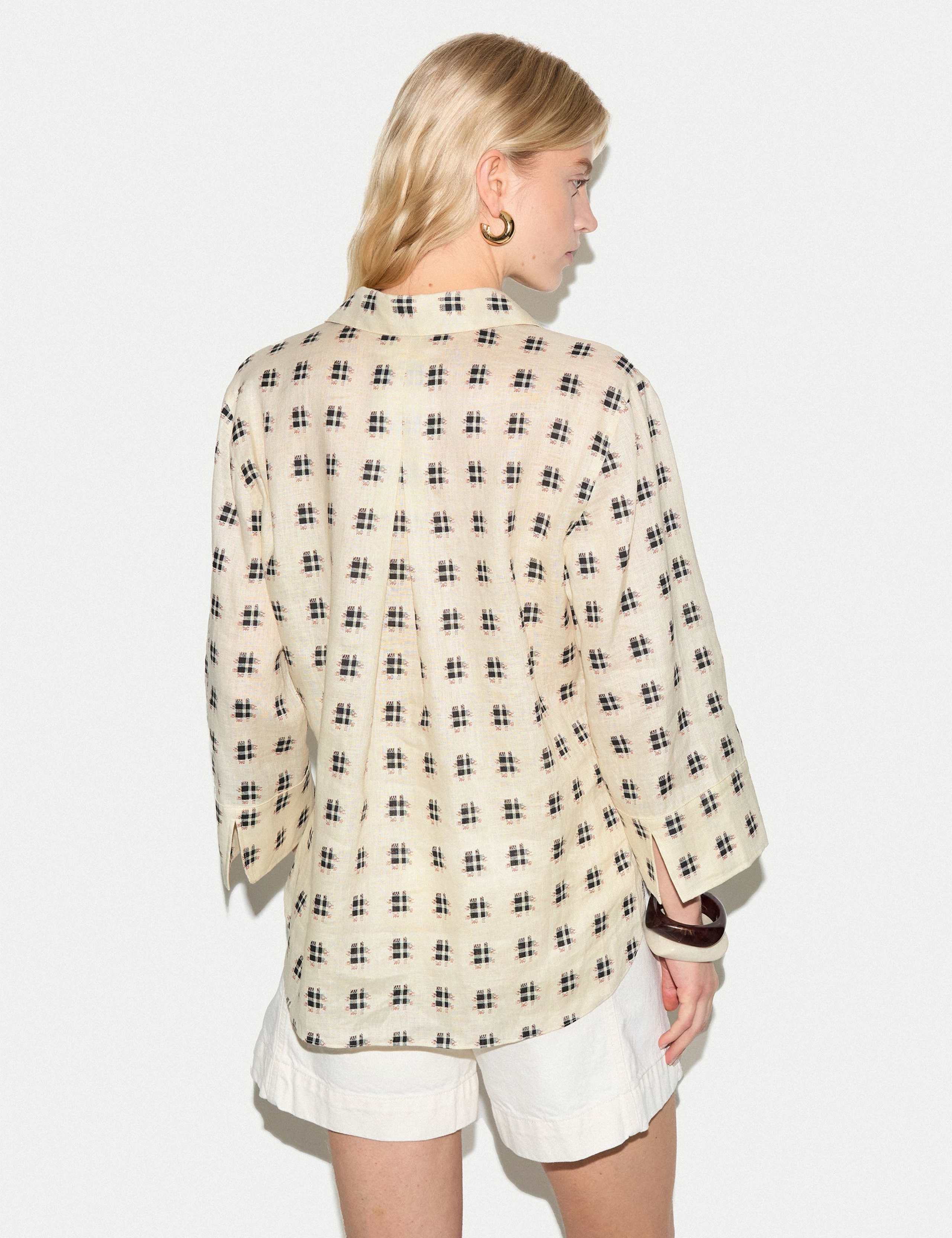 Pure Linen Geometric Checked Tunic 4 of 6