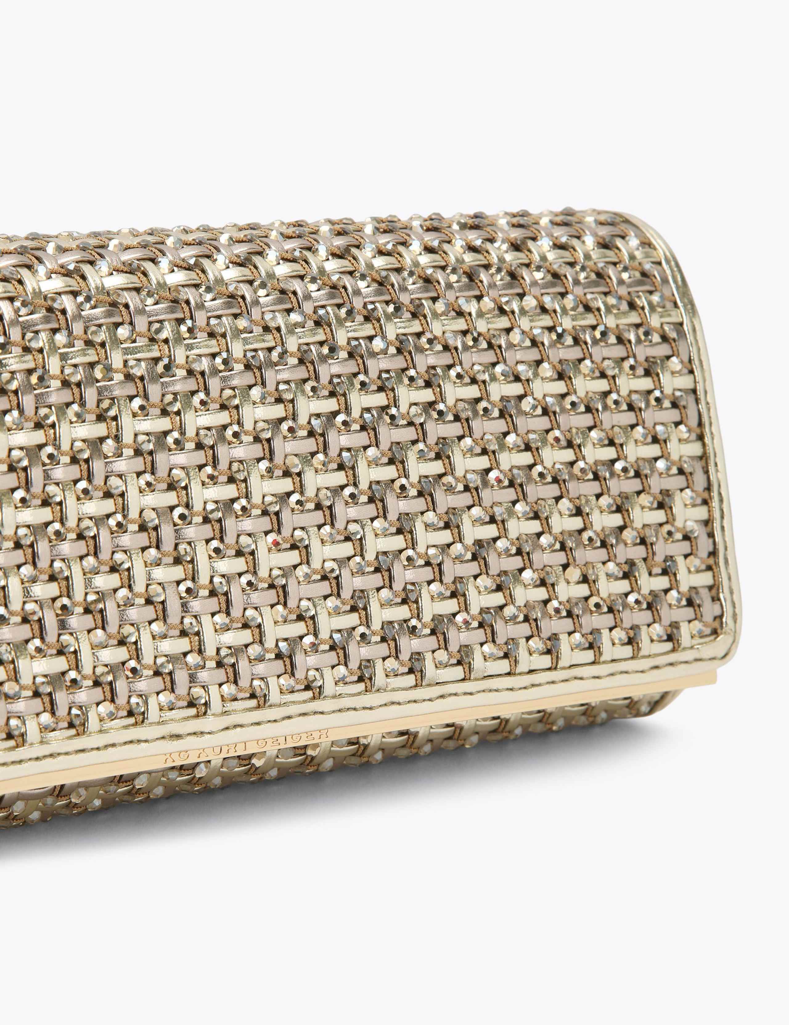 Faux Leather Woven Metallic Clutch Bag 4 of 4