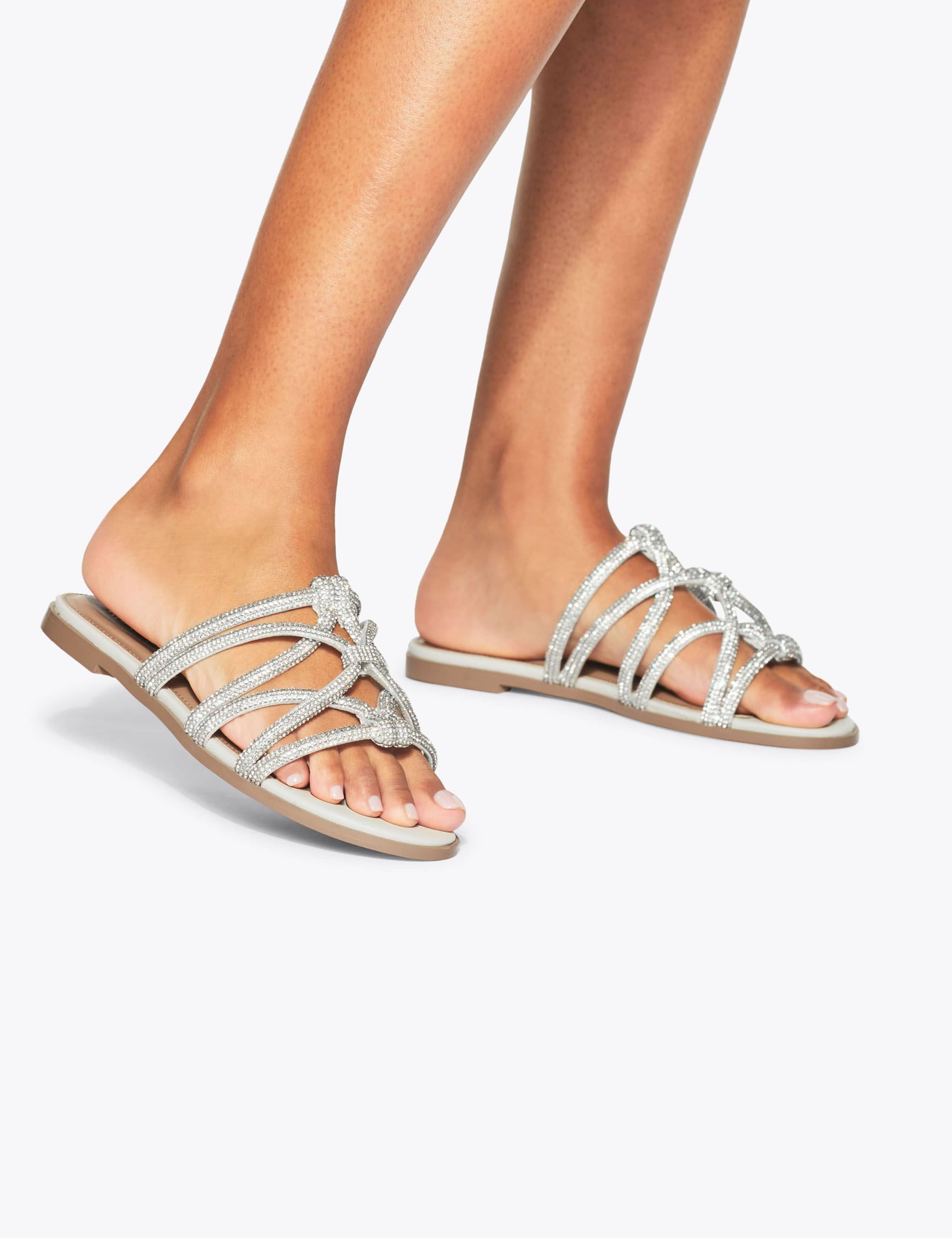 Perla Embellished Strappy Flat Sandals 1 of 5