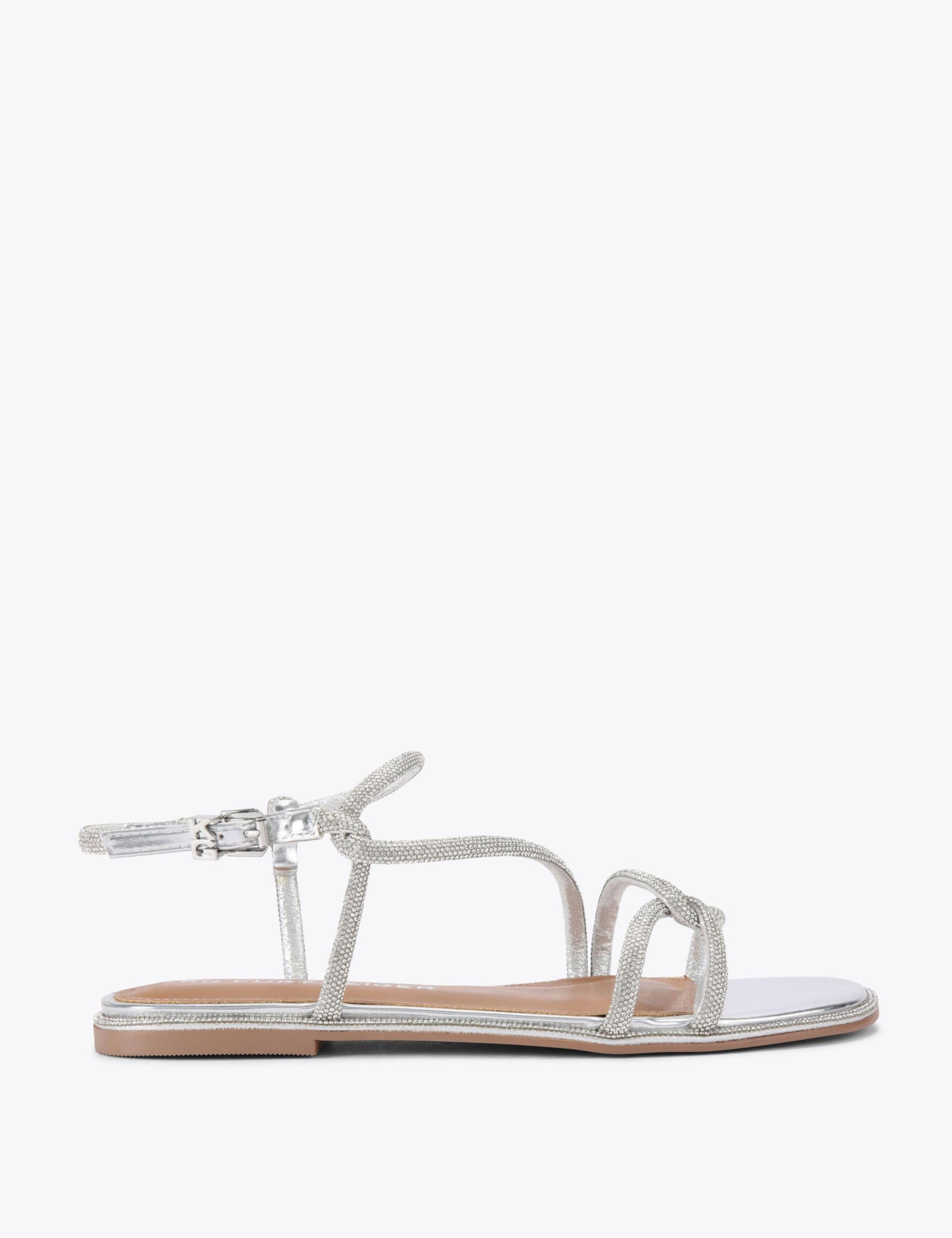 Embellished Ankle Strap Flat Sandals 2 of 5