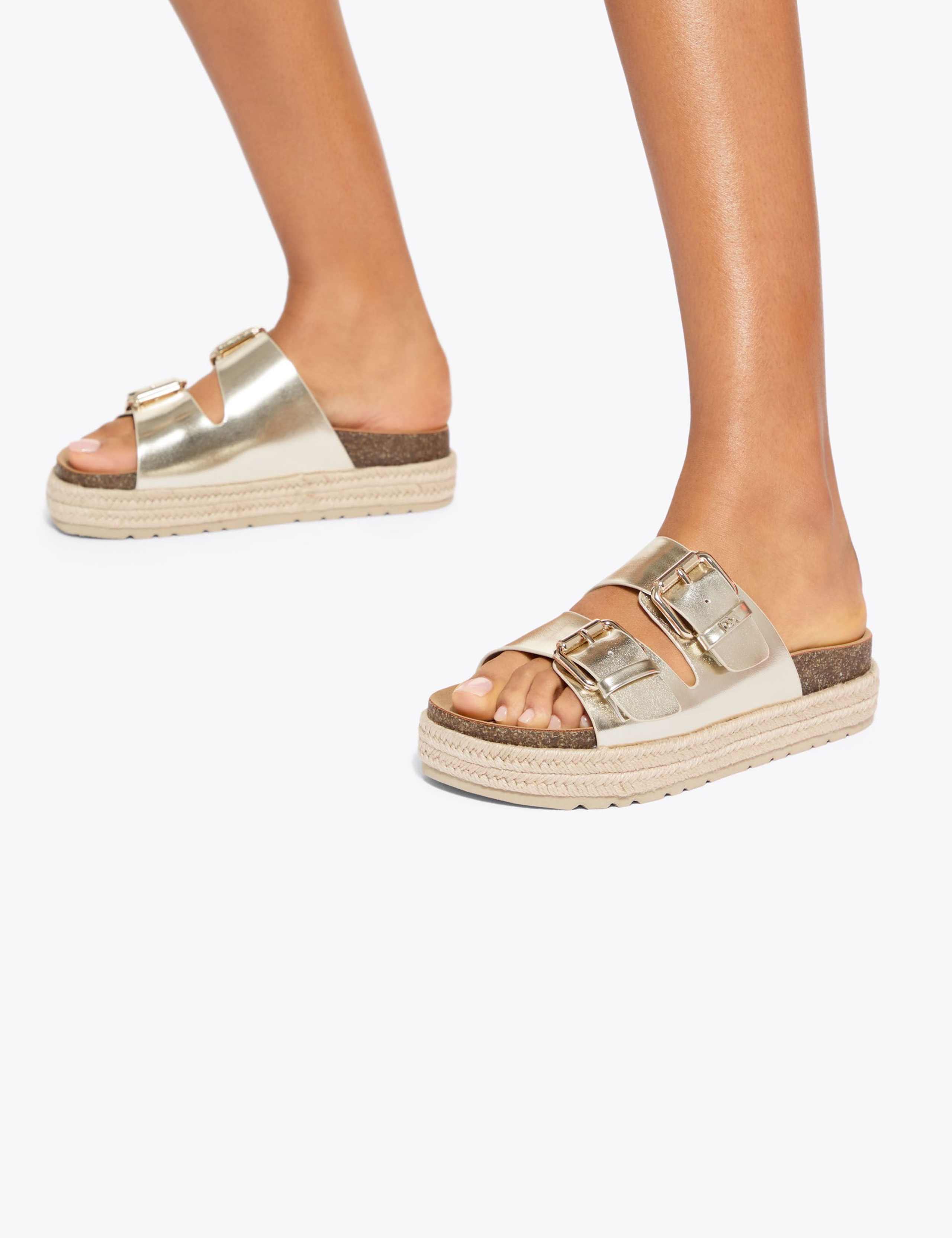 Metallic Buckle Flat Sandals 1 of 5