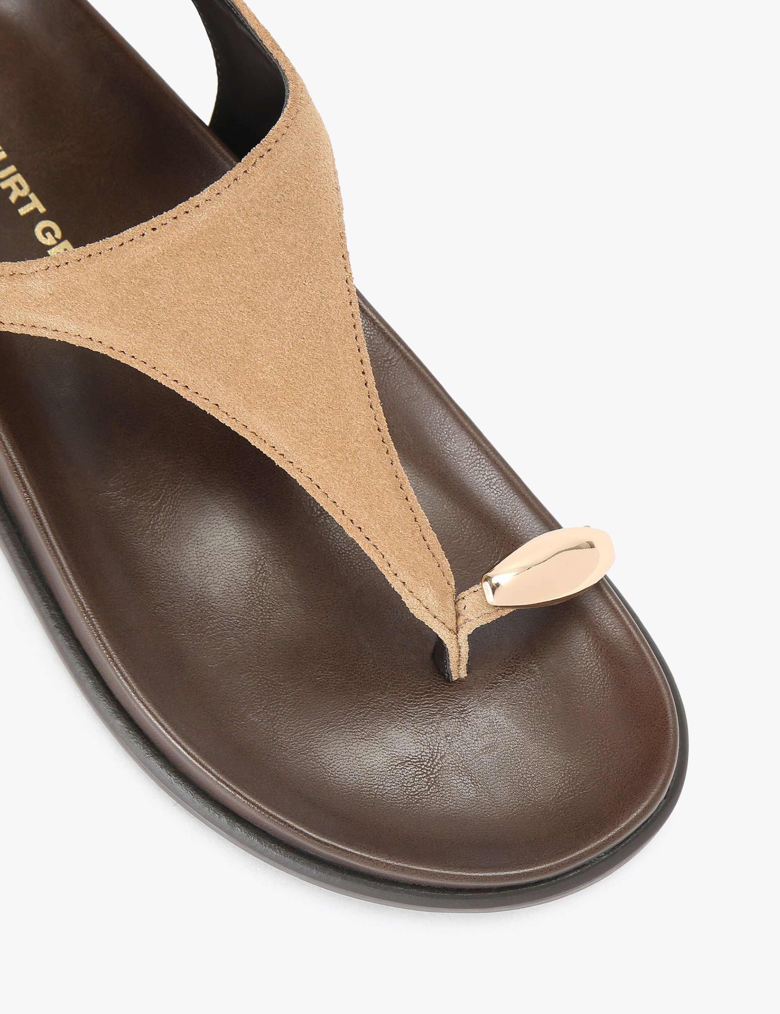 Suede Ankle Strap Flat Toe Loop Sandals 4 of 5