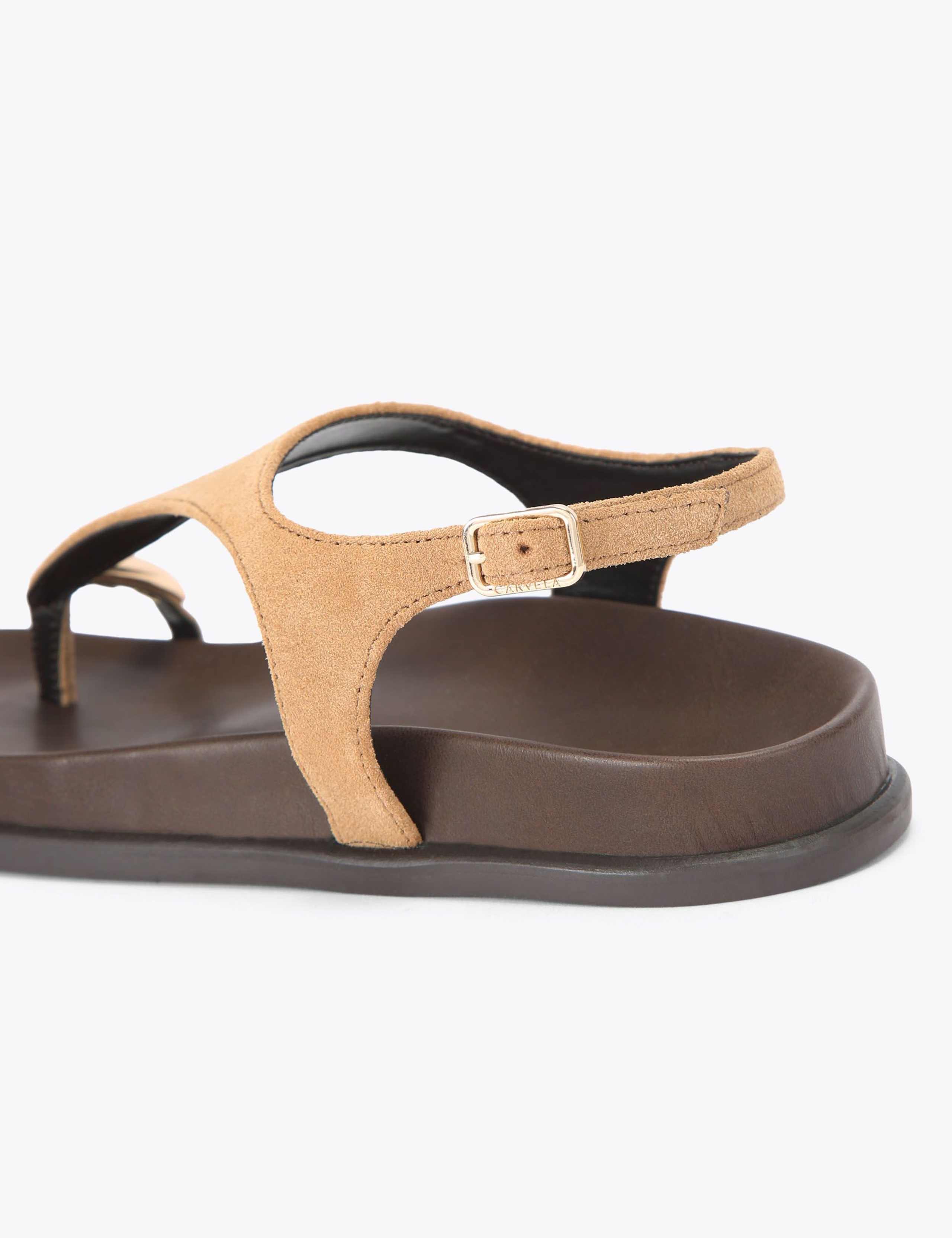 Suede Ankle Strap Flat Toe Loop Sandals 5 of 5