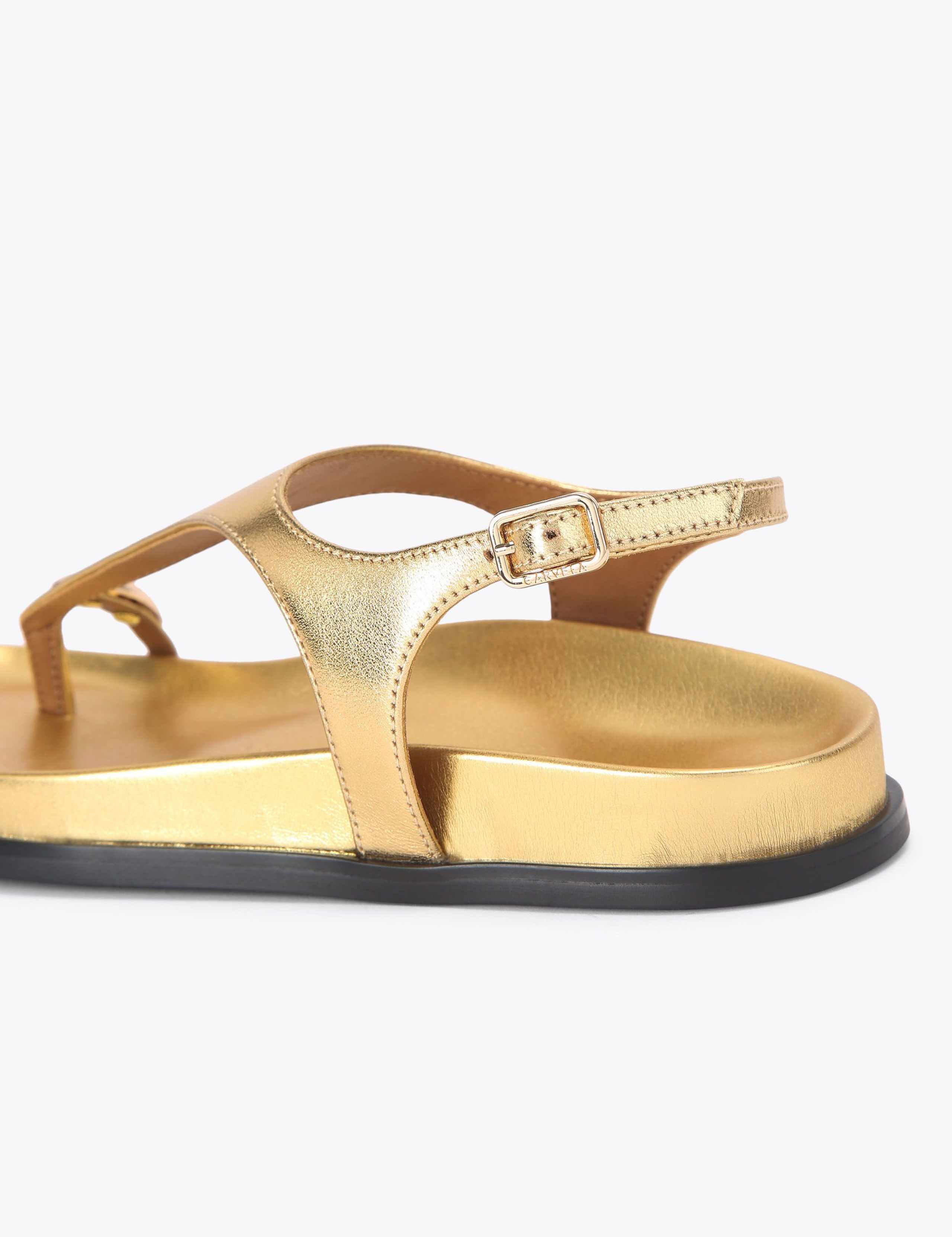 Leather Metallic Flat Sandals 5 of 5