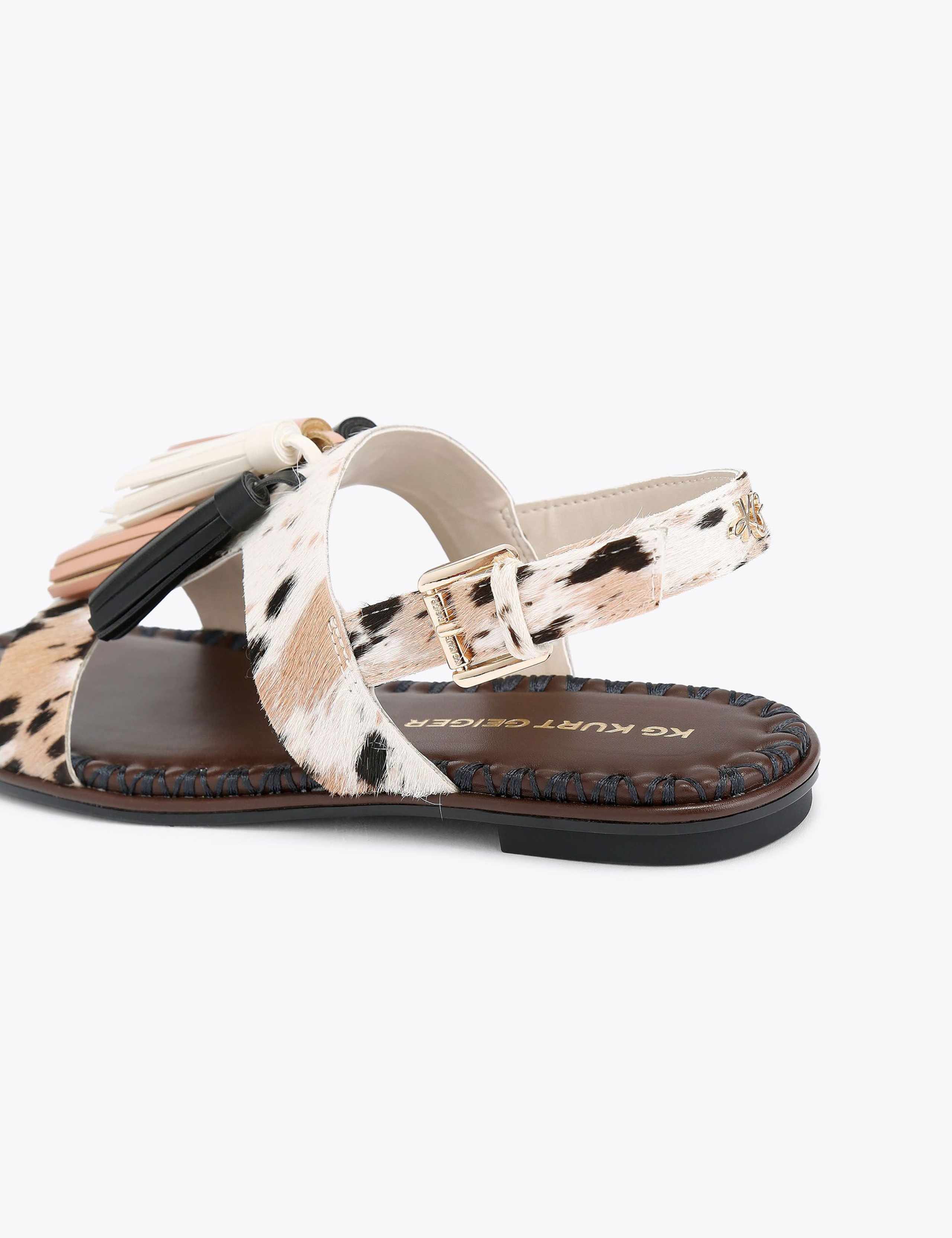 Leather Tassel Ankle Strap Flat Sandals 5 of 5