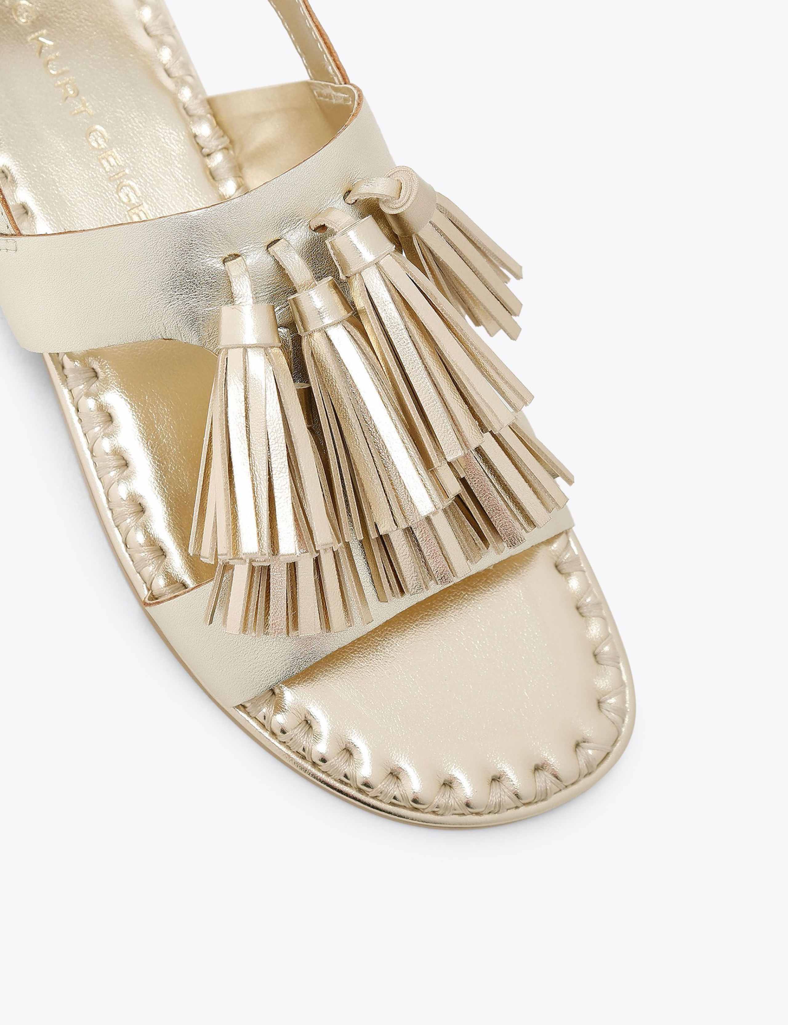 Leather Metallic Ankle Strap Flat Sandals 5 of 5