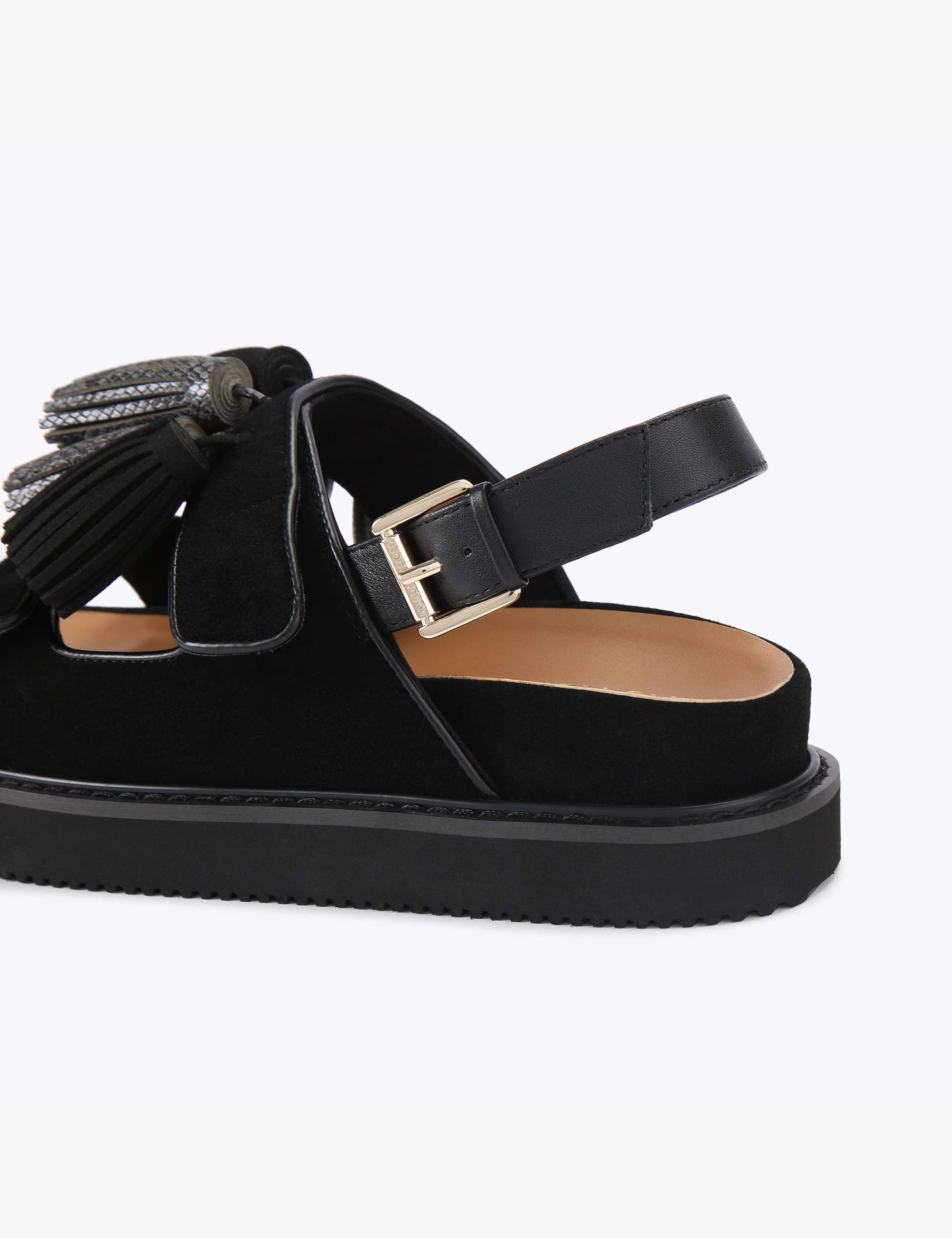 Suede Tassel Ankle Strap Flat Sandals 3 of 5