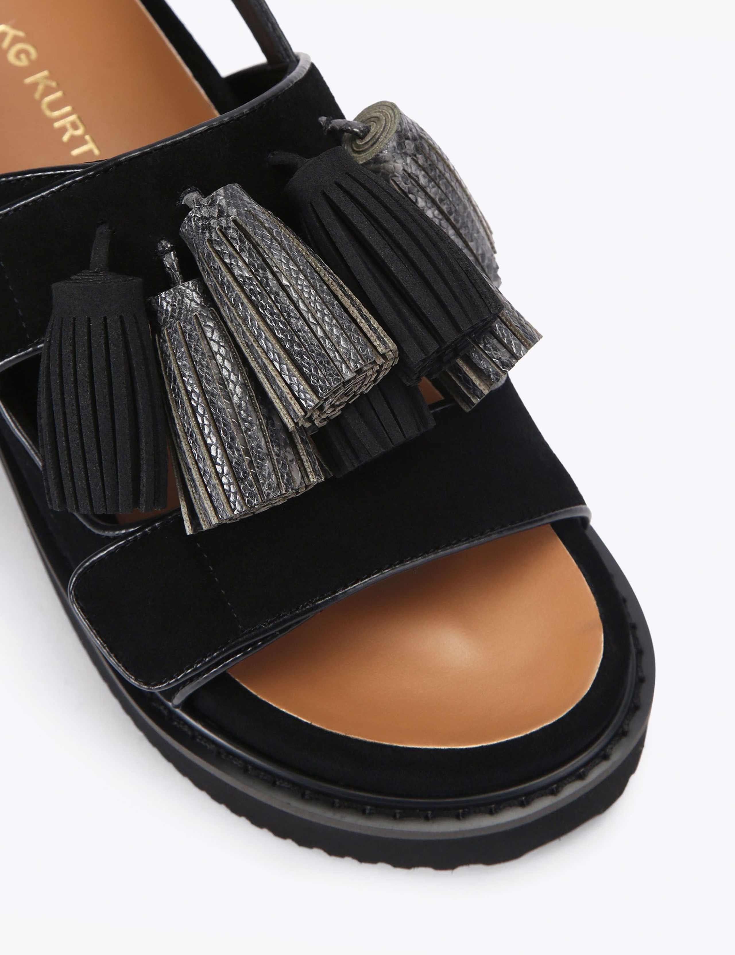 Suede Tassel Ankle Strap Flat Sandals 5 of 5