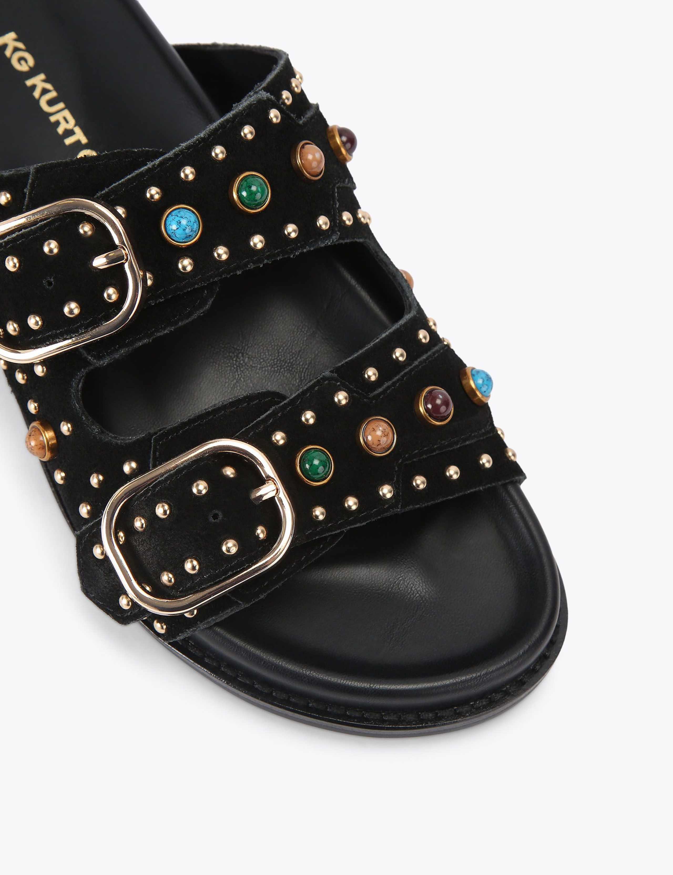 Suede Embellished Flat Sandals 5 of 5