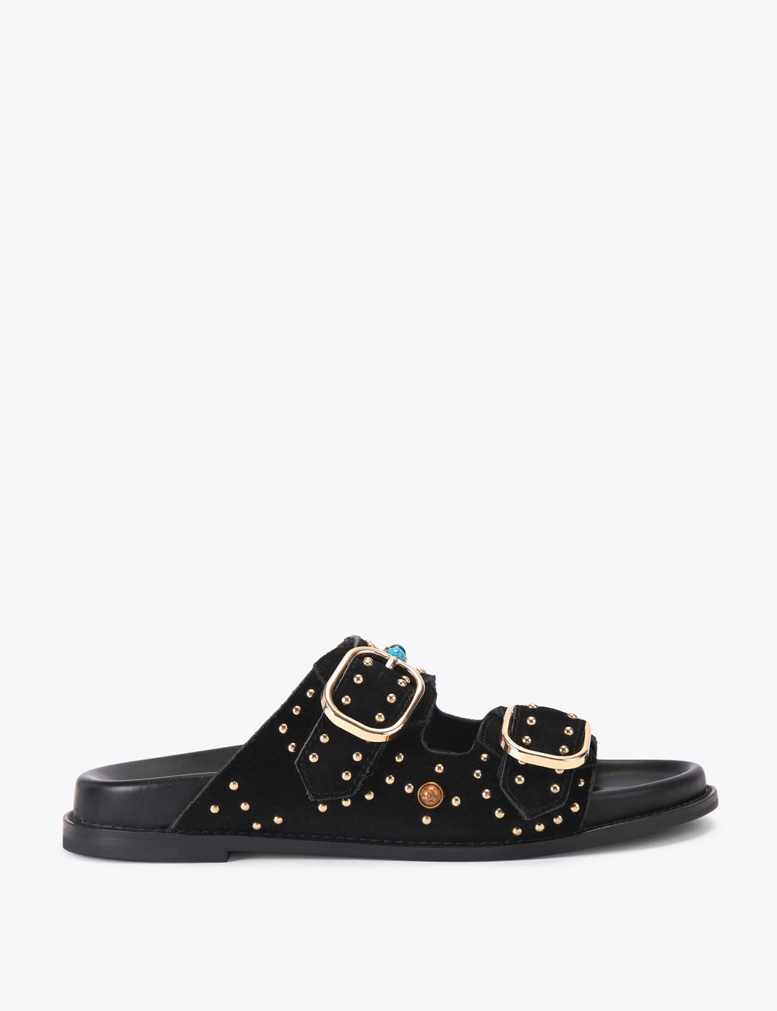 Suede Embellished Flat Sandals 2 of 5