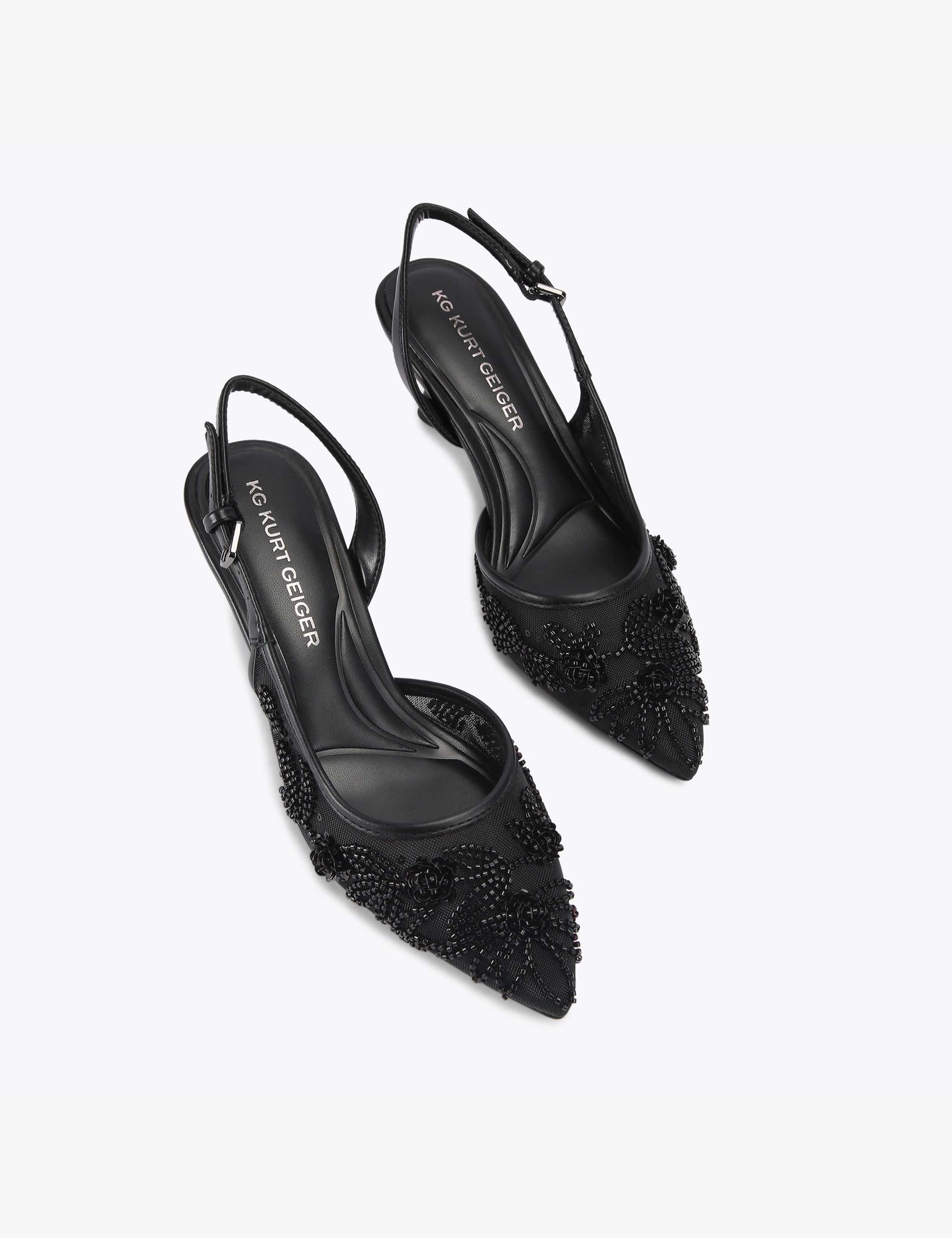 Floral Mesh Slingback Kitten Heels 3 of 5