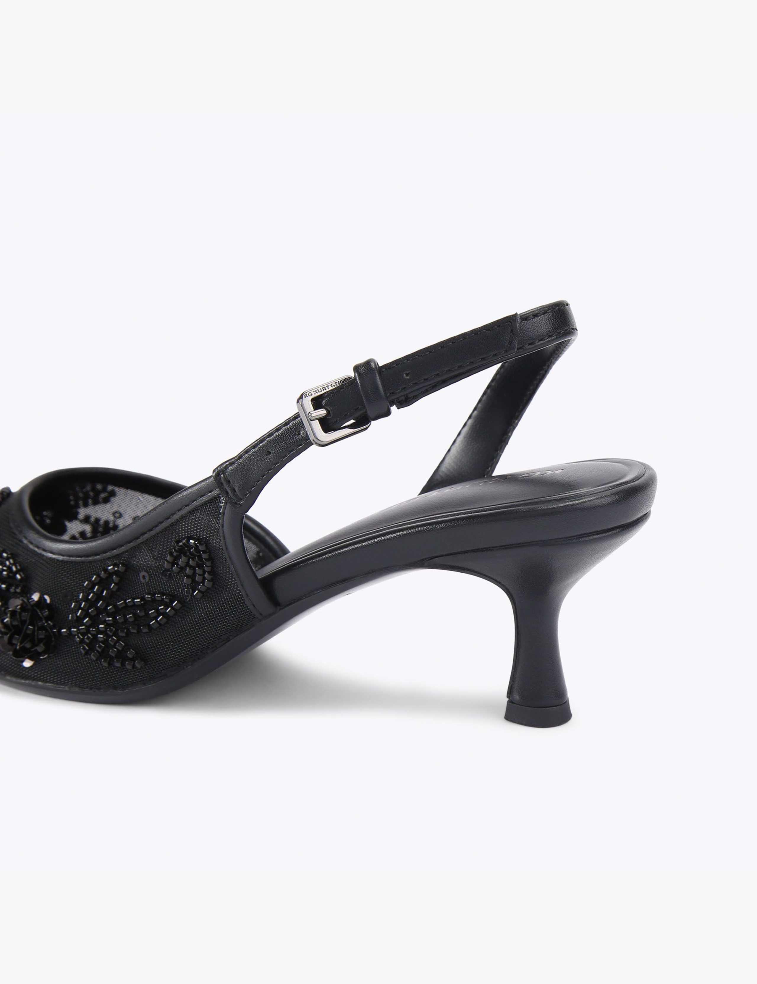 Floral Mesh Slingback Kitten Heels 5 of 5