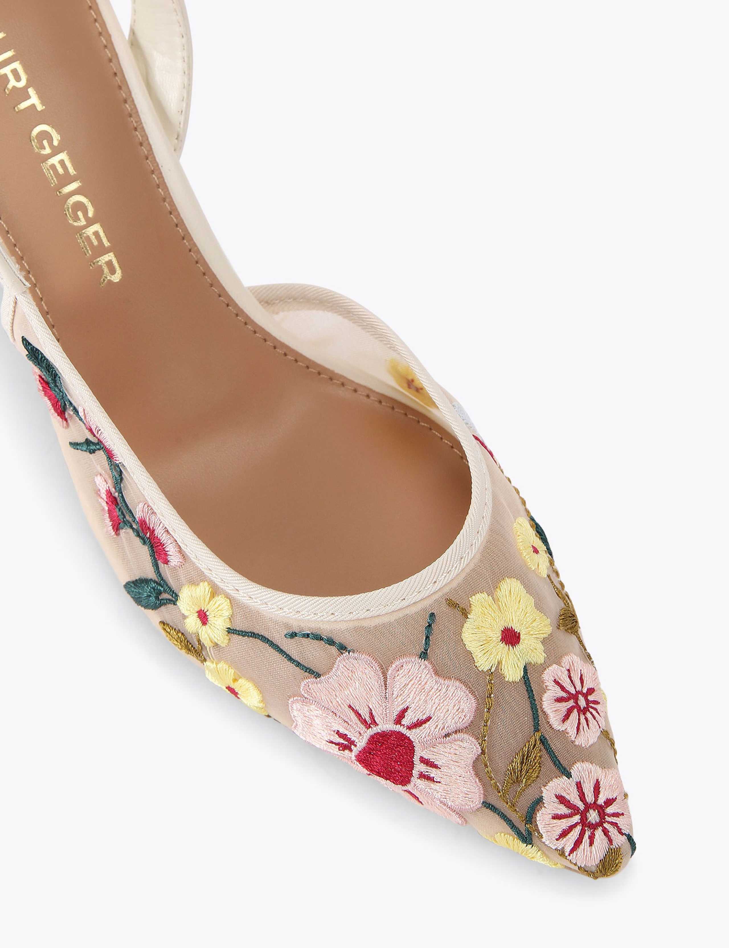 Floral Low Kitten Heel Slingback Shoes 4 of 5