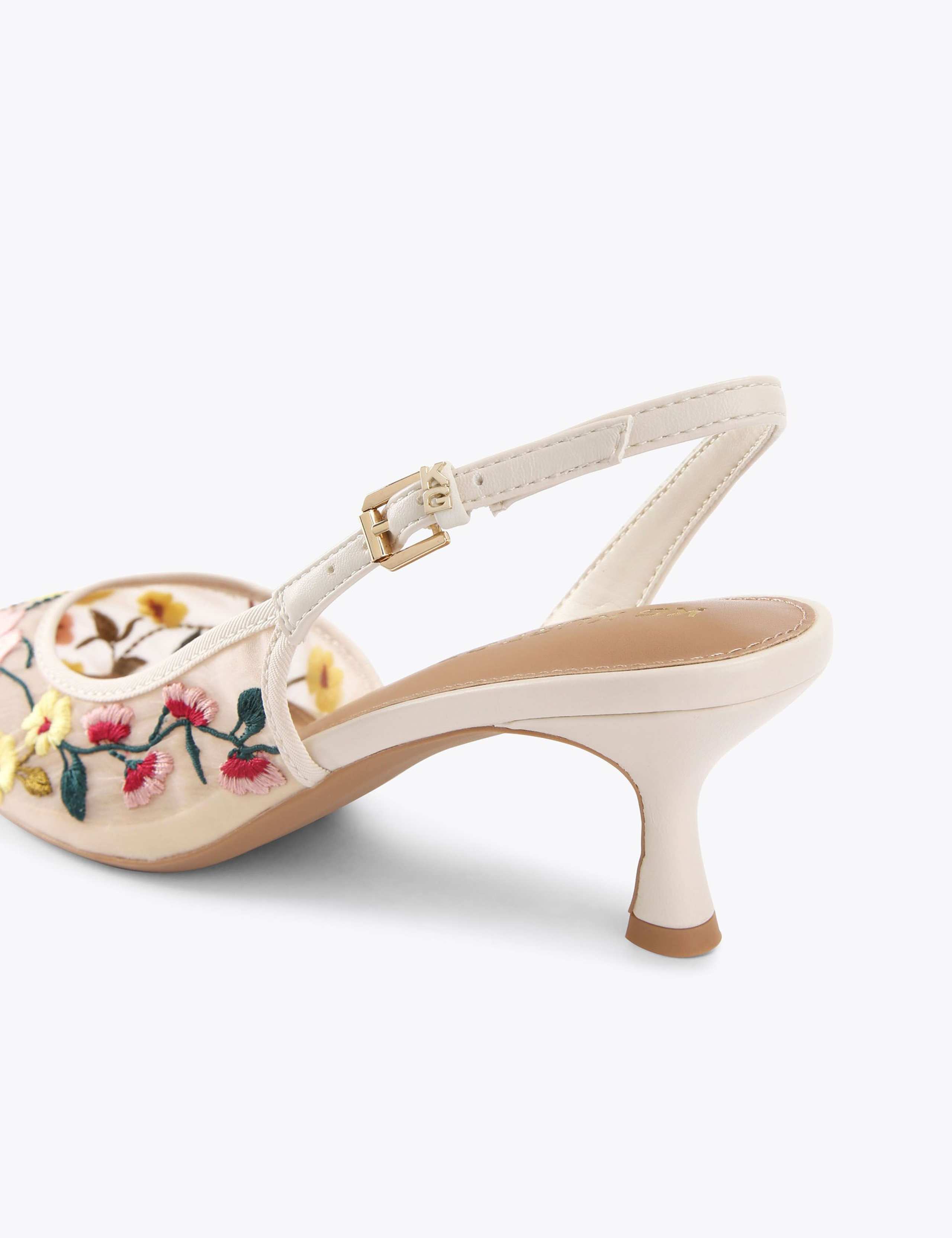 Floral Low Kitten Heel Slingback Shoes 5 of 5