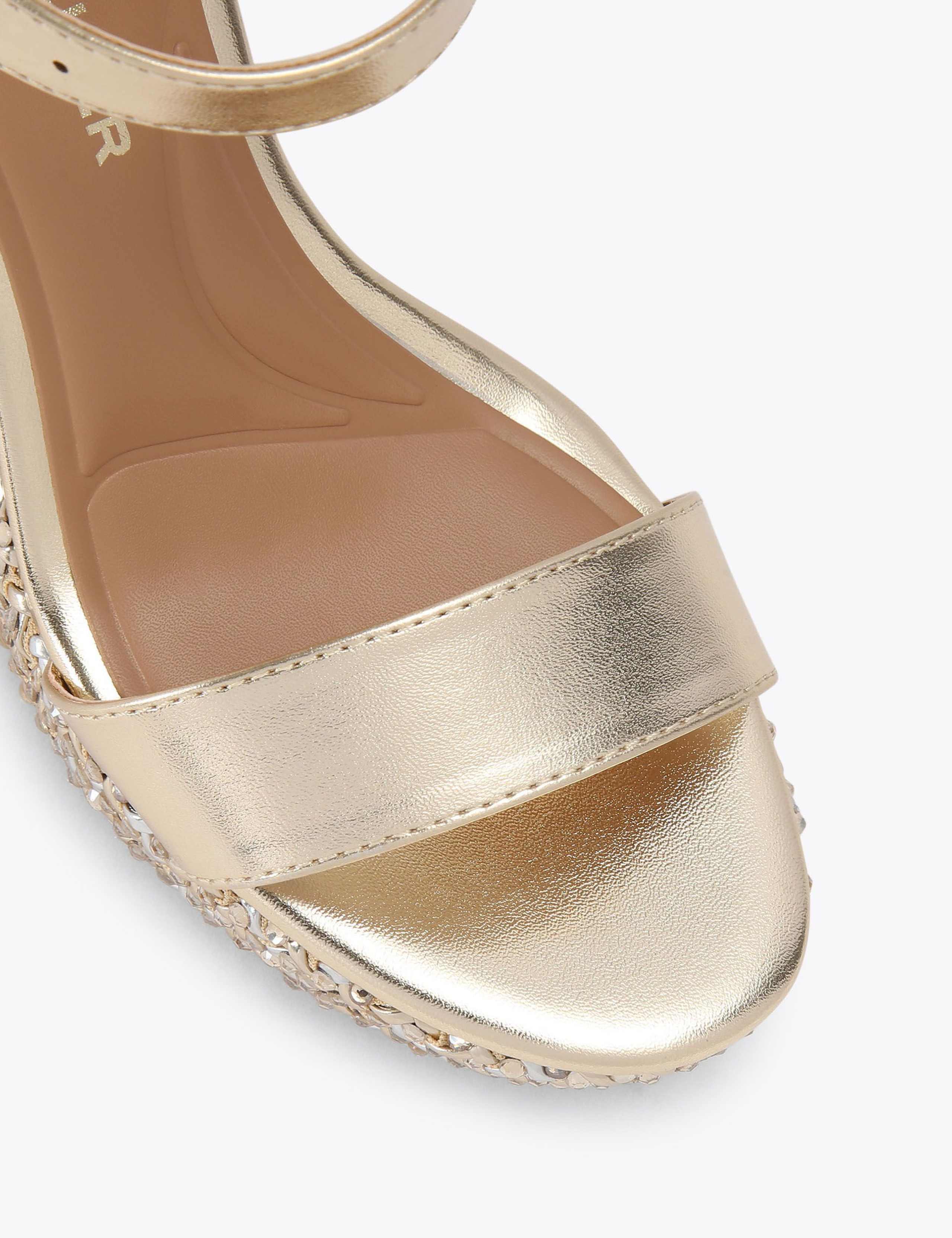 Metallic Block Heel Sandals 3 of 4