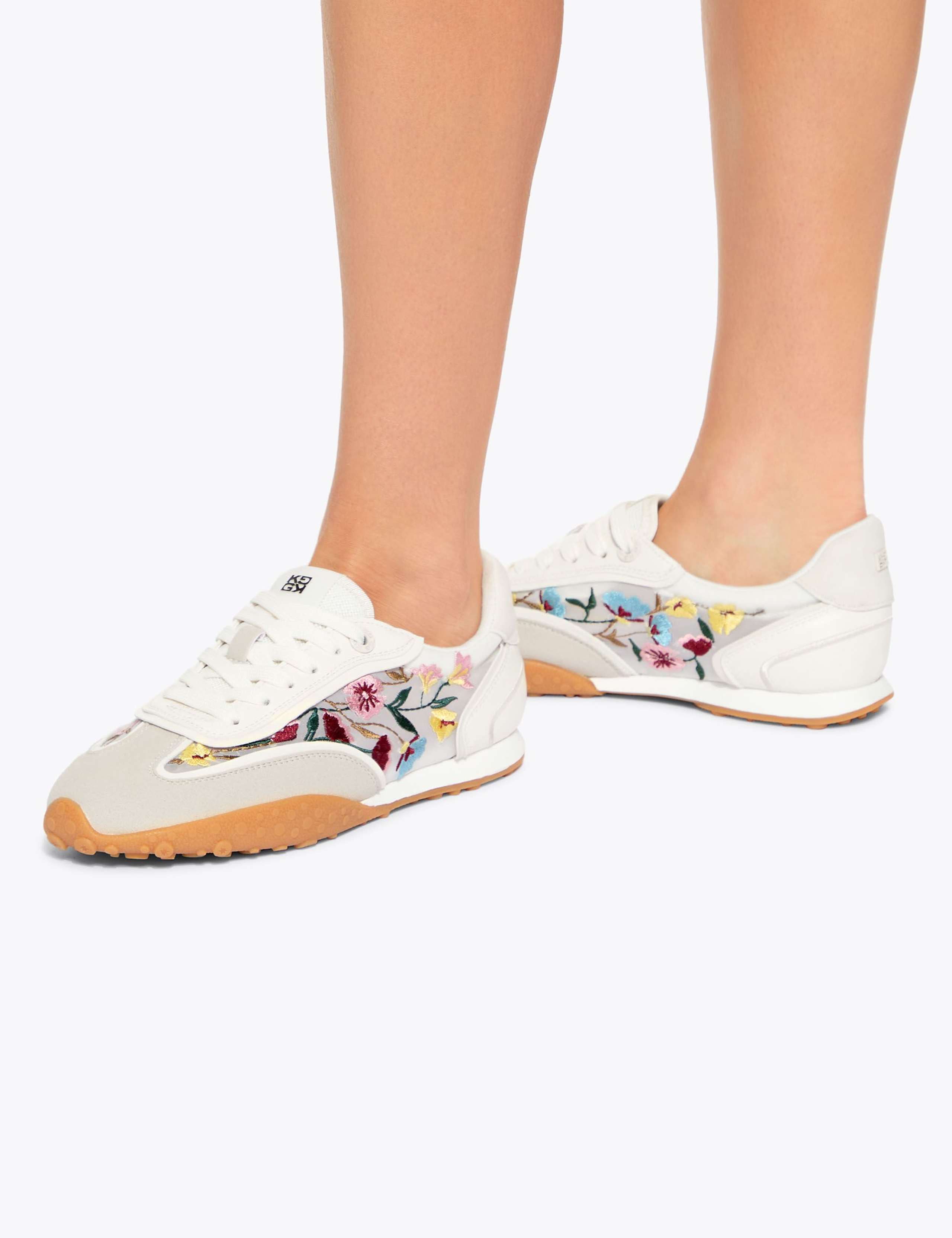 Lace-Up Floral Embroidery Trainers 1 of 5