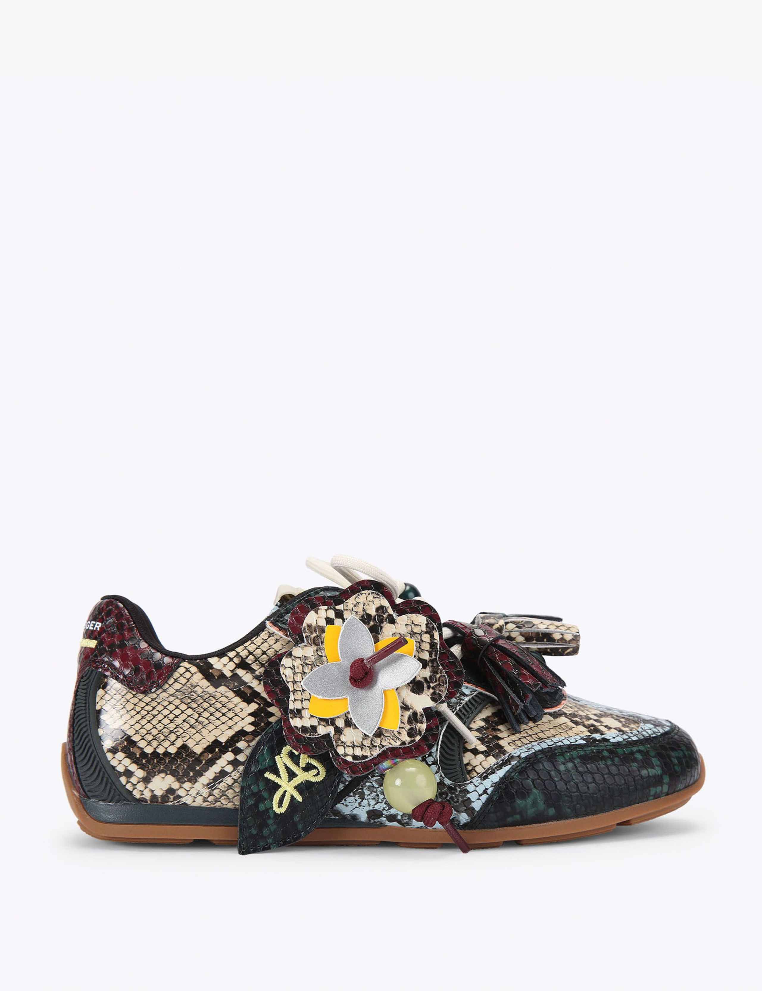 Leather Animal Print Tassel Charm Trainers 2 of 5