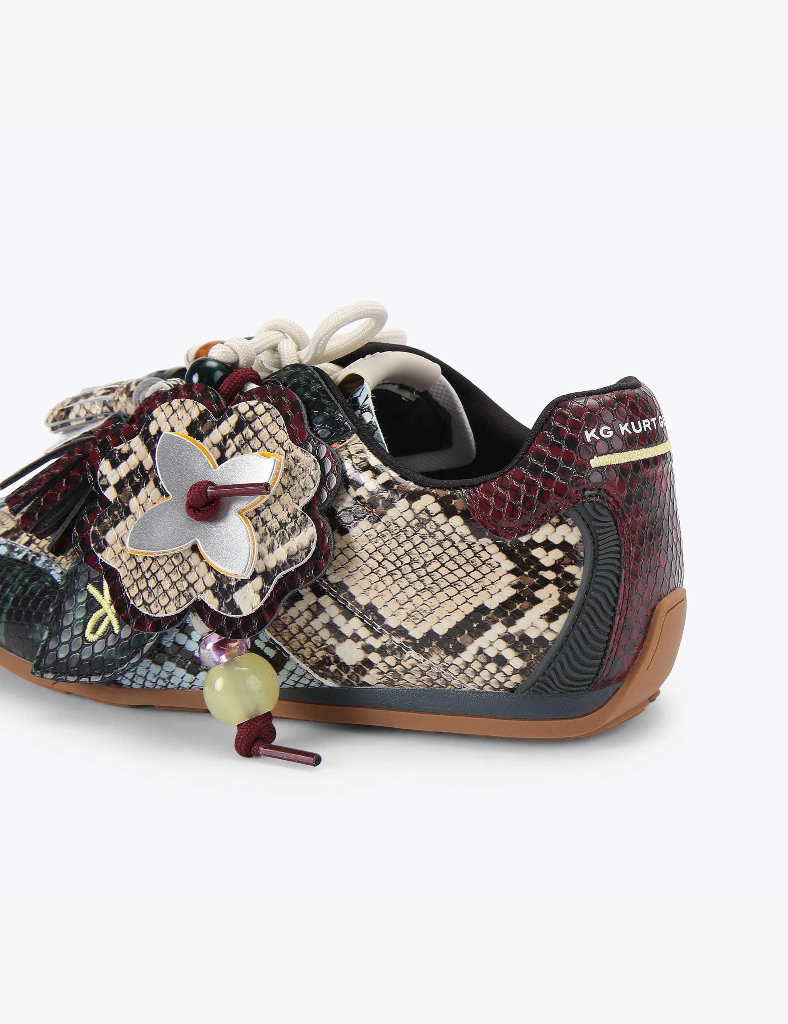 Leather Animal Print Tassel Charm Trainers 4 of 5