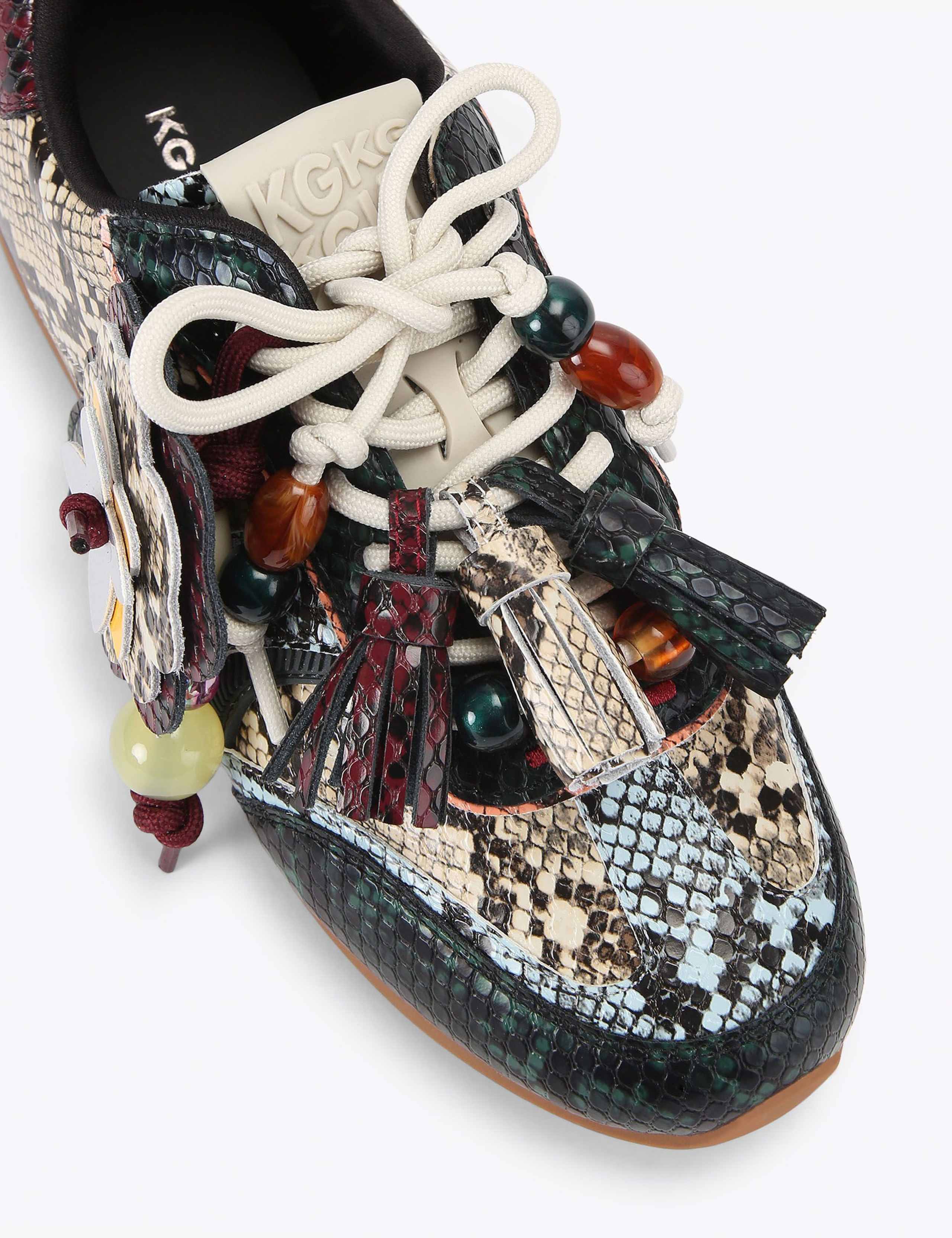 Leather Animal Print Tassel Charm Trainers 5 of 5