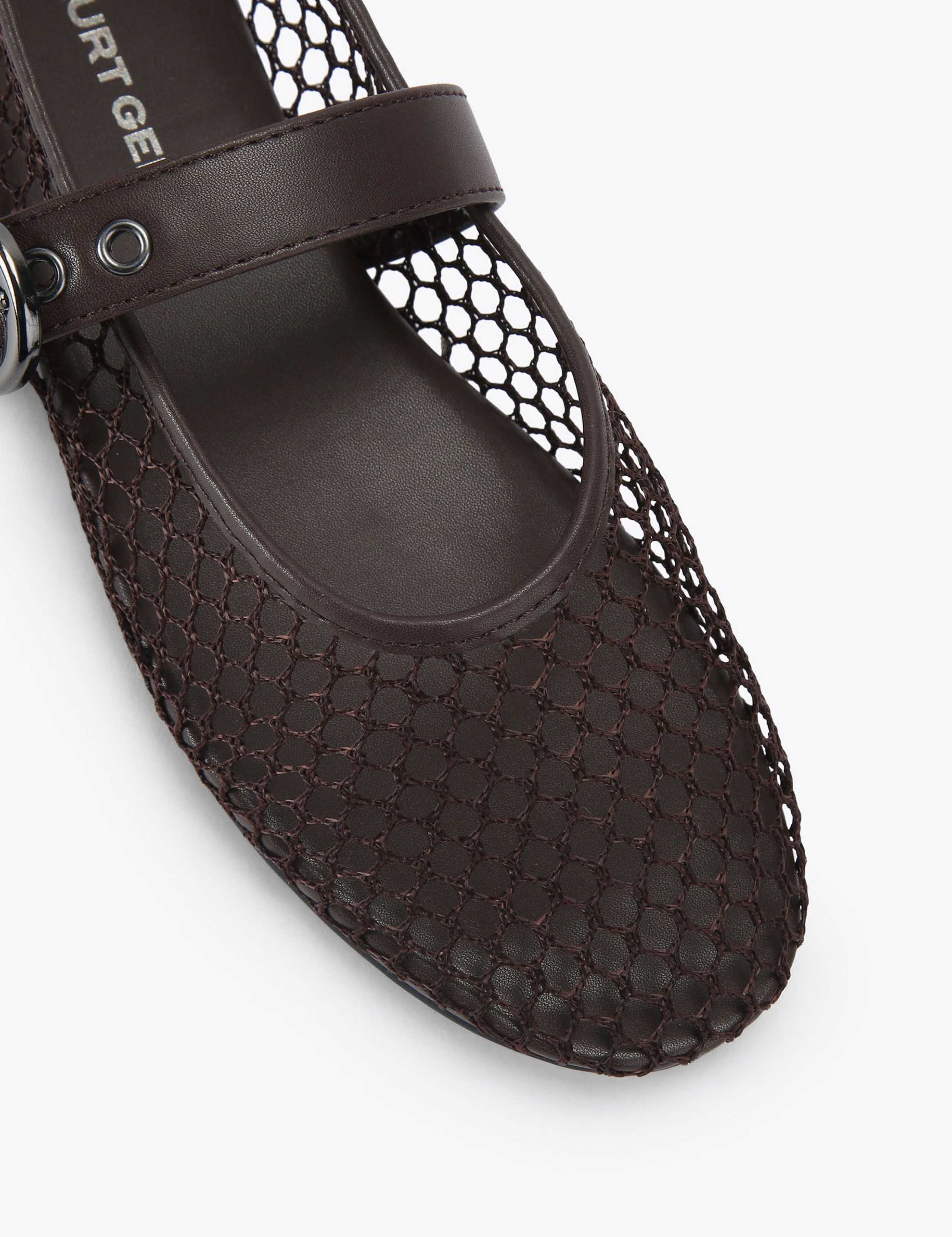 Woven Mesh Detail Flat Ballet Pumps 3 of 4