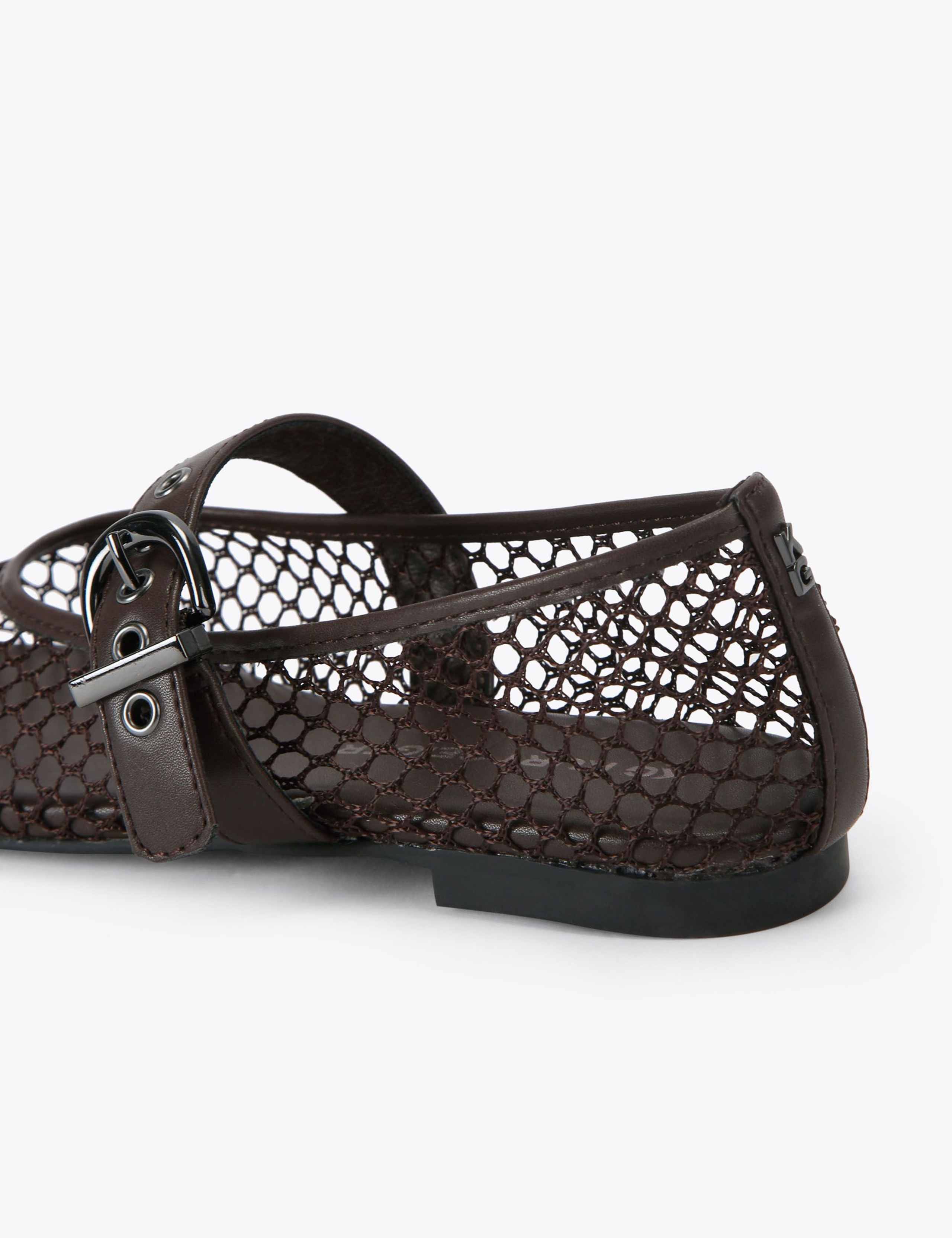 Woven Mesh Detail Flat Ballet Pumps 4 of 4