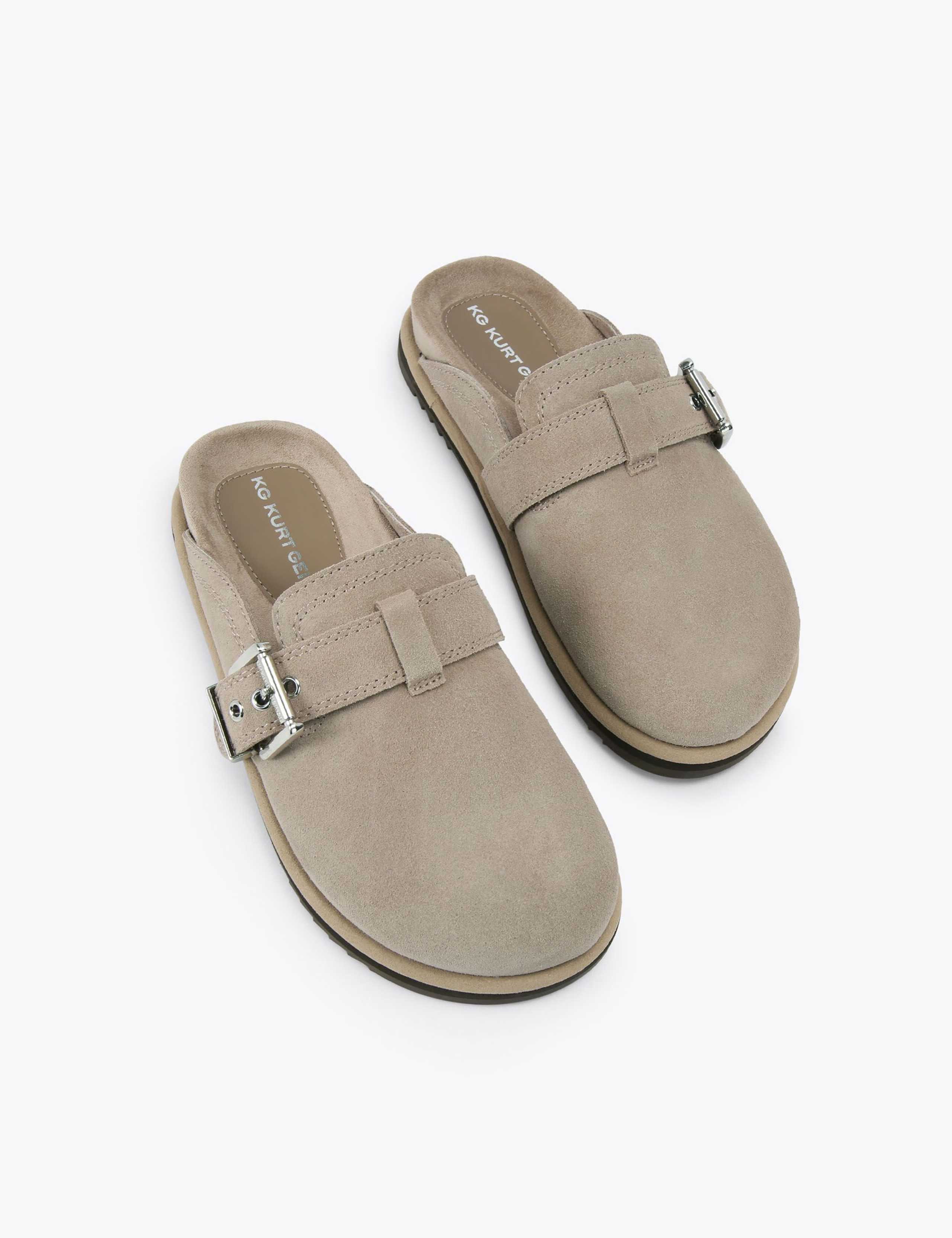 Suede Buckle Clogs 2 of 4