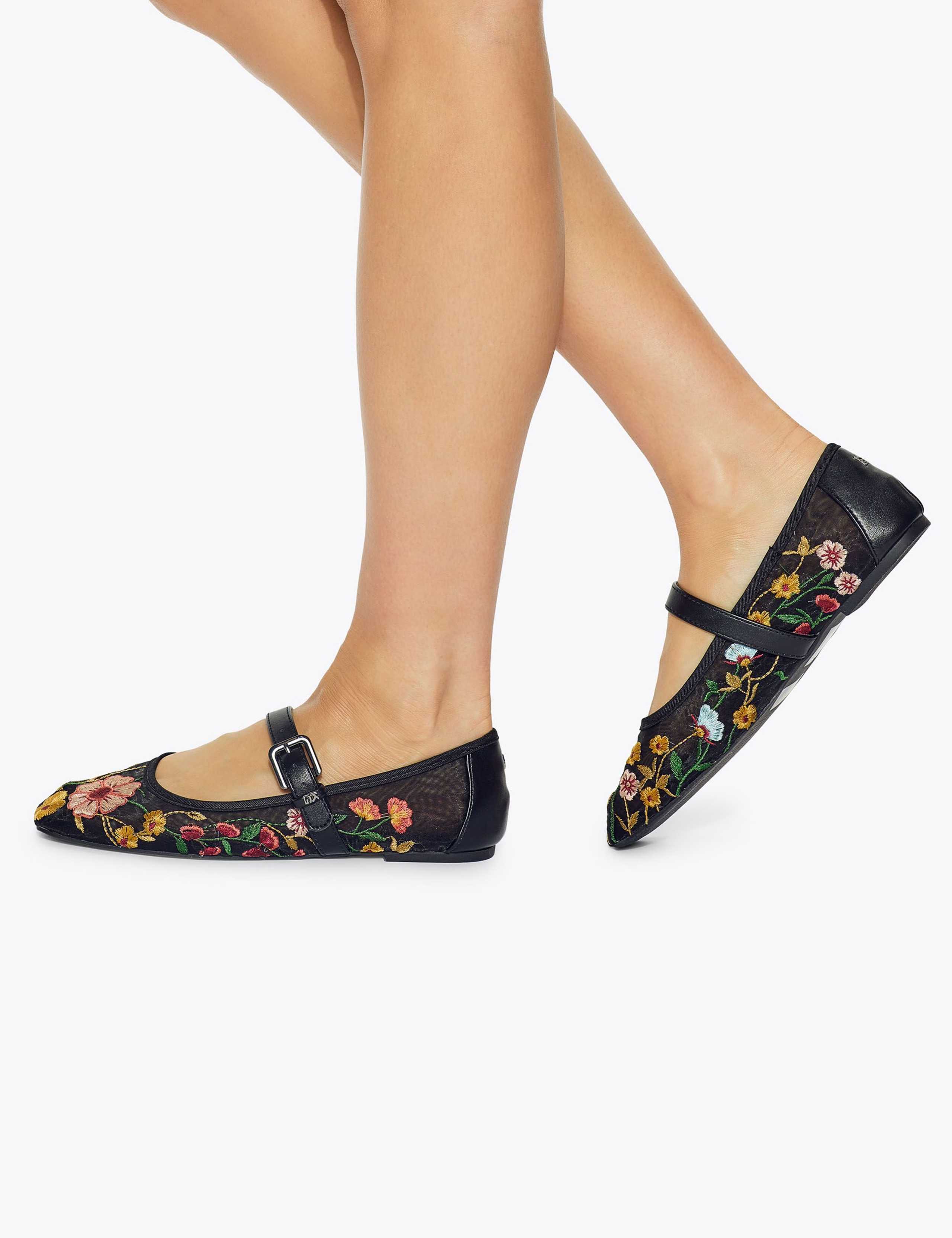 Floral Flat Mesh Ballet Flats 1 of 5