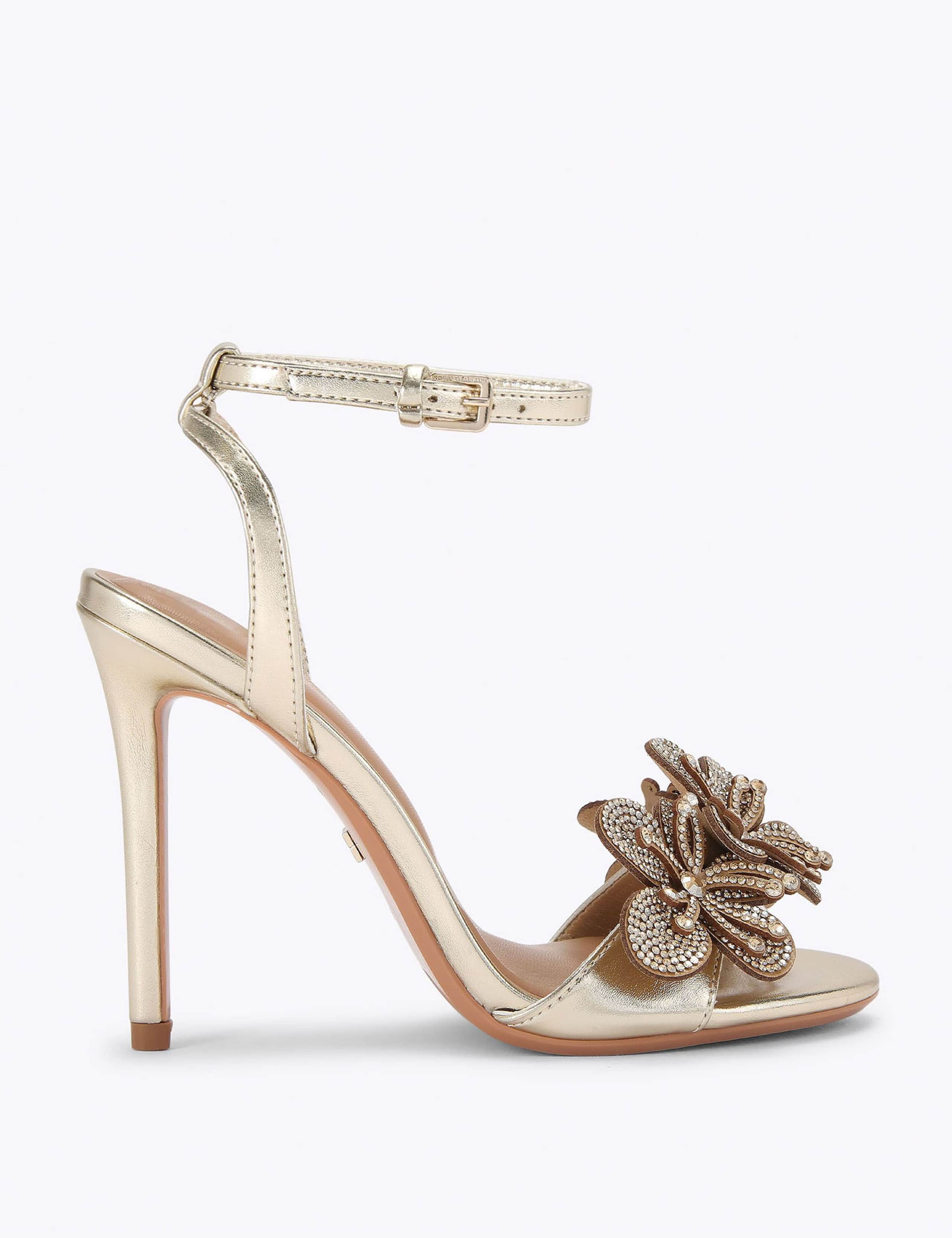 Metallic Ankle Strap Stiletto Heel Sandals 2 of 5