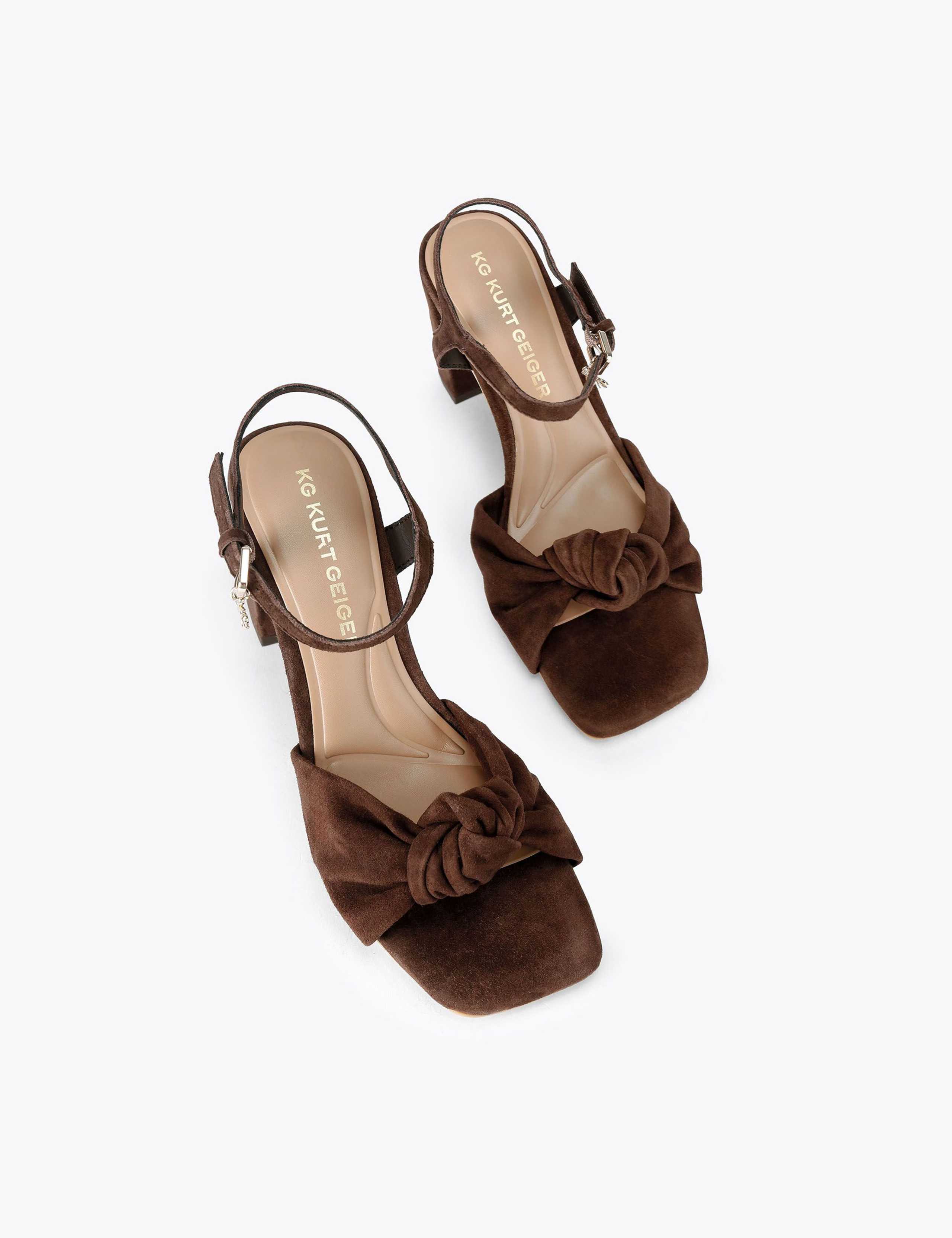 Suede Knot Detail Block Heel Sandals 3 of 5
