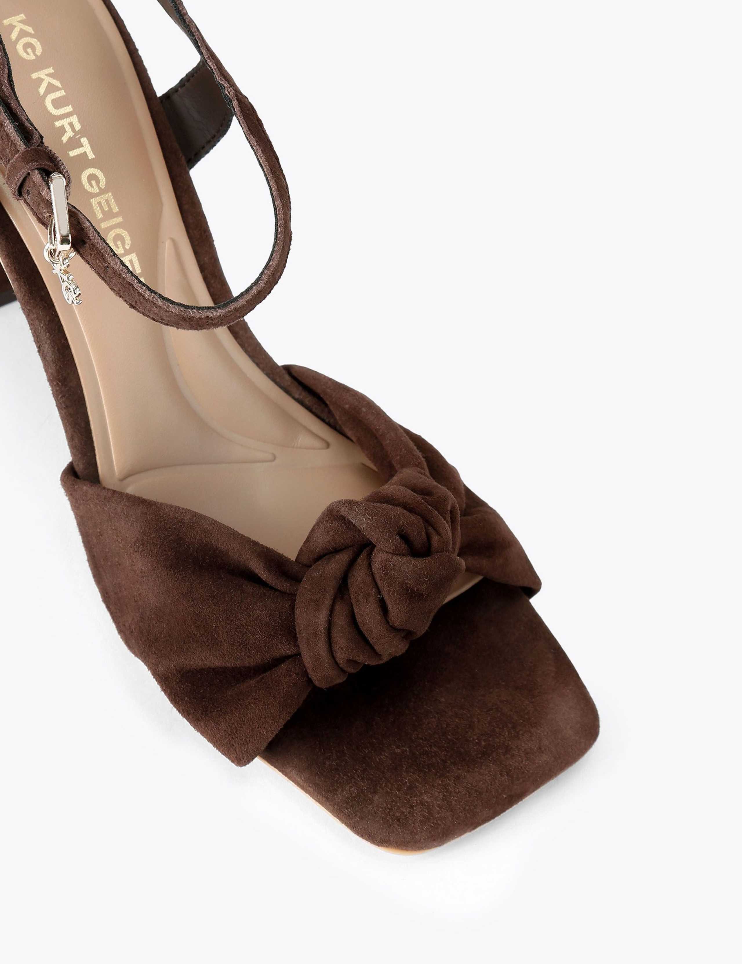 Suede Knot Detail Block Heel Sandals 4 of 5