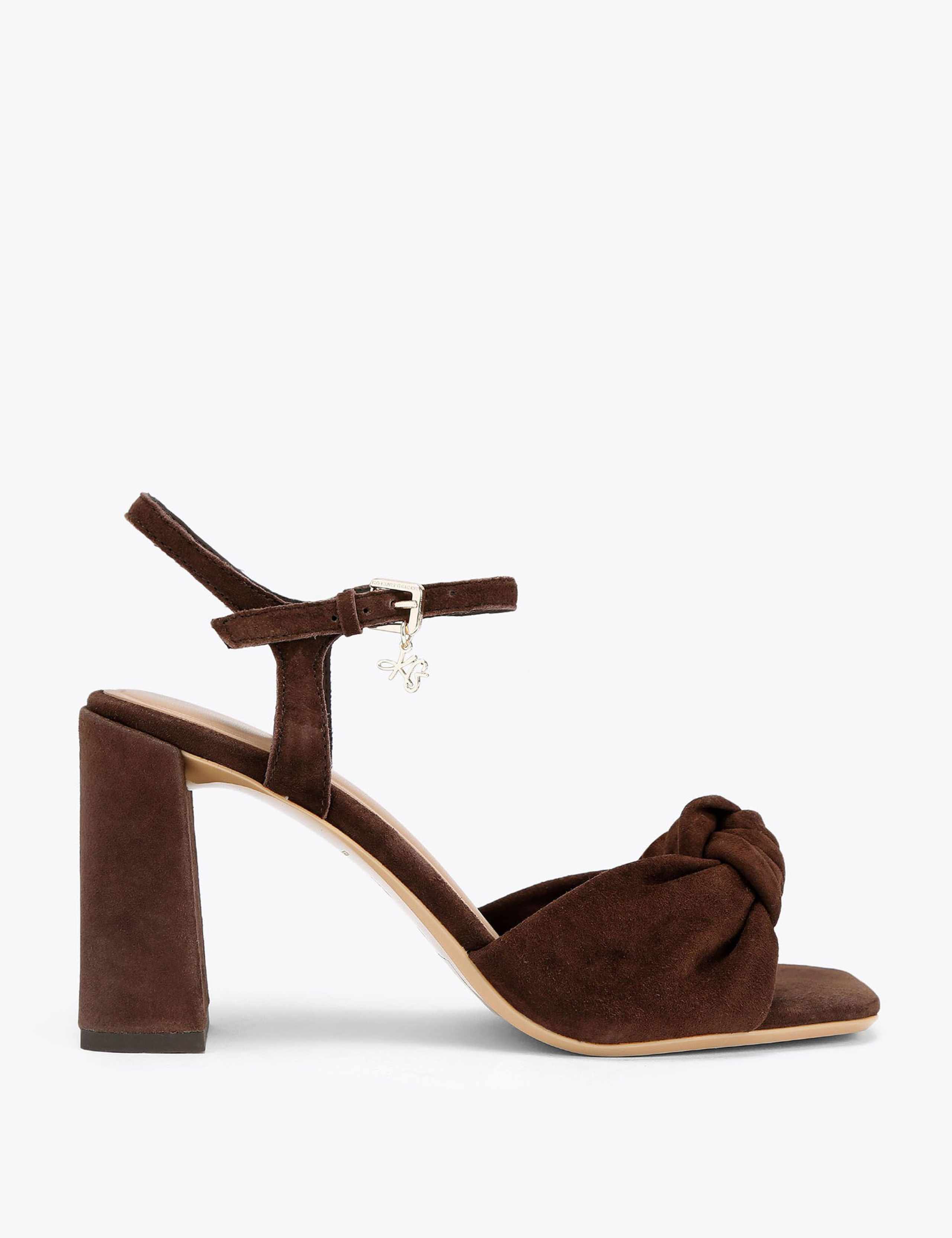Suede Knot Detail Block Heel Sandals 2 of 5