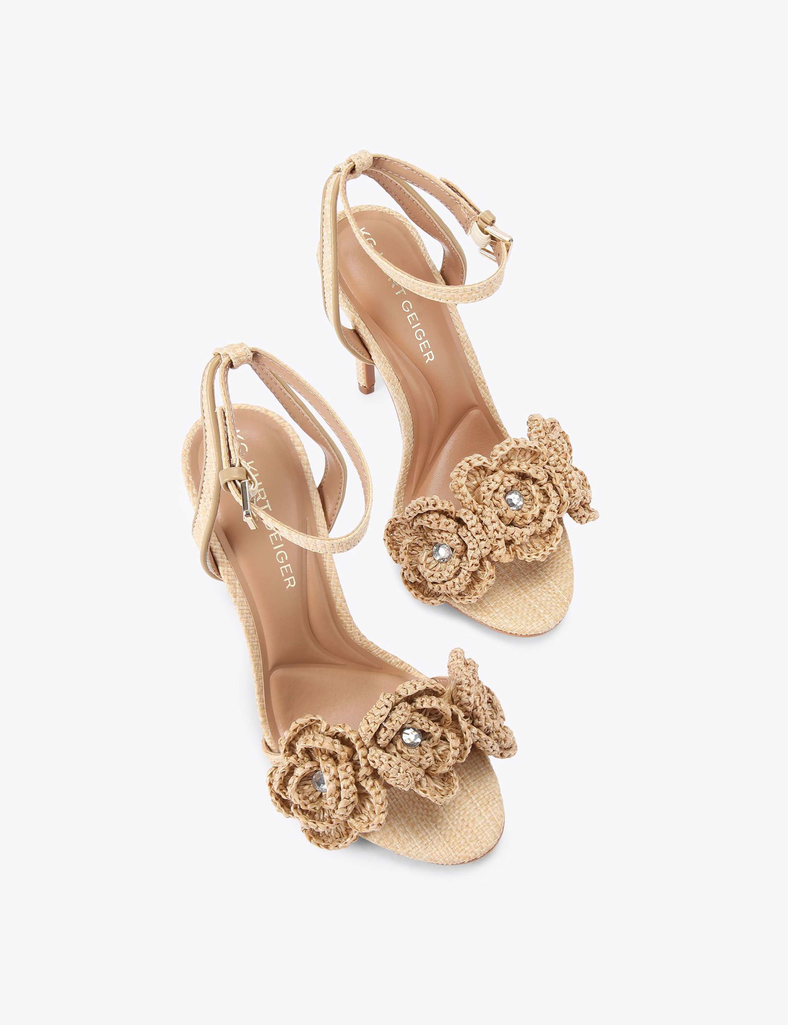 Floral Embroidered Stiletto Heel Sandals 2 of 4
