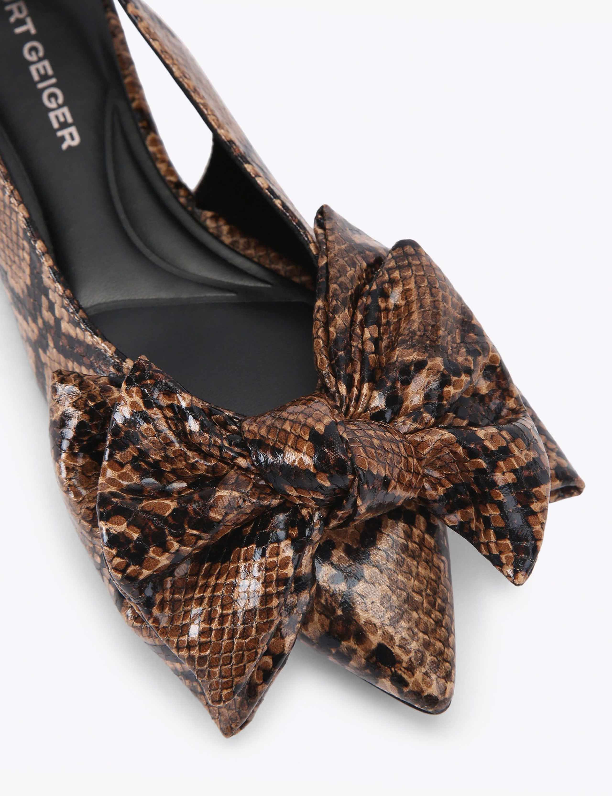 Snake Print Bow Flat Pointed Slingbacks 5 of 6