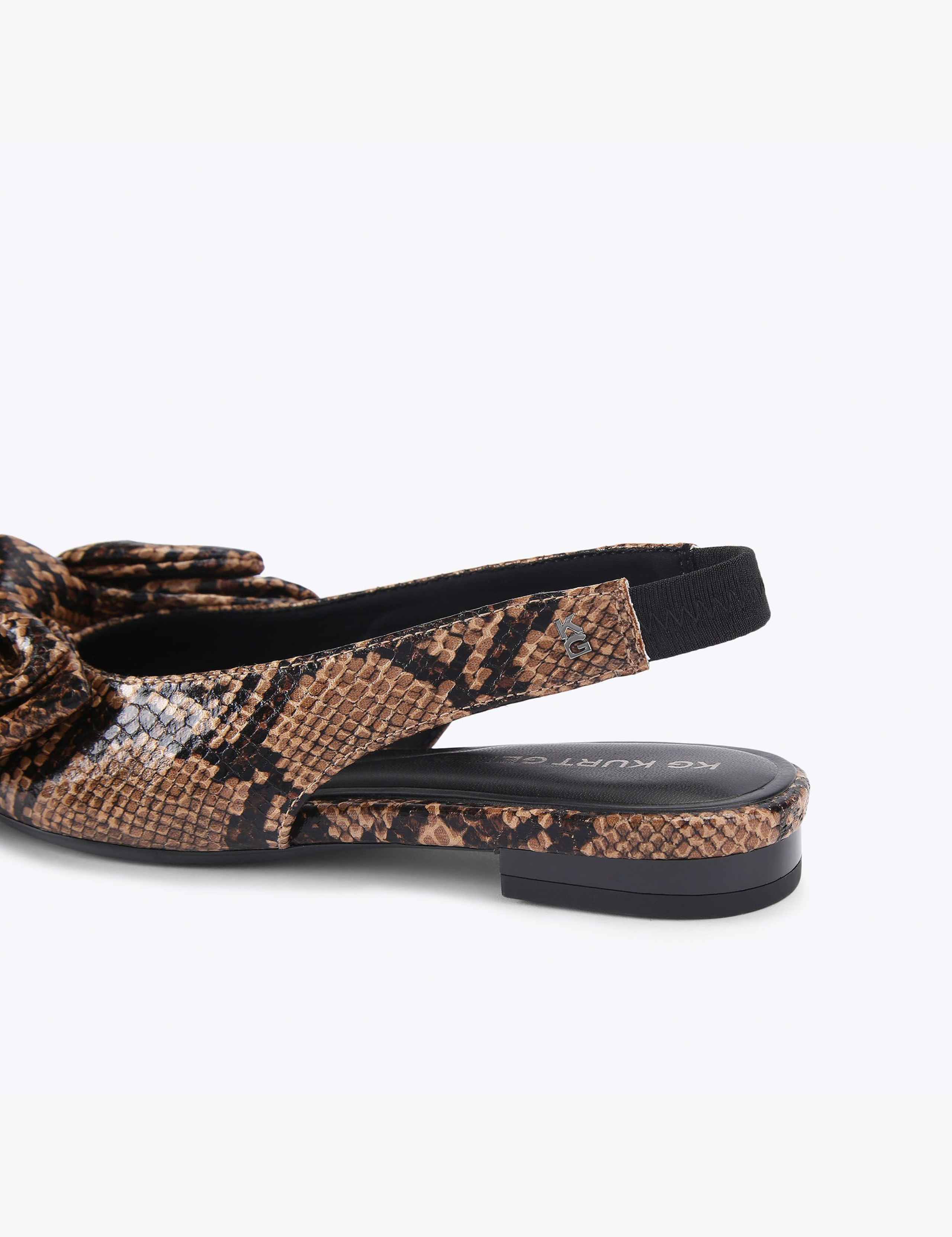 Snake Print Bow Flat Pointed Slingbacks 6 of 6