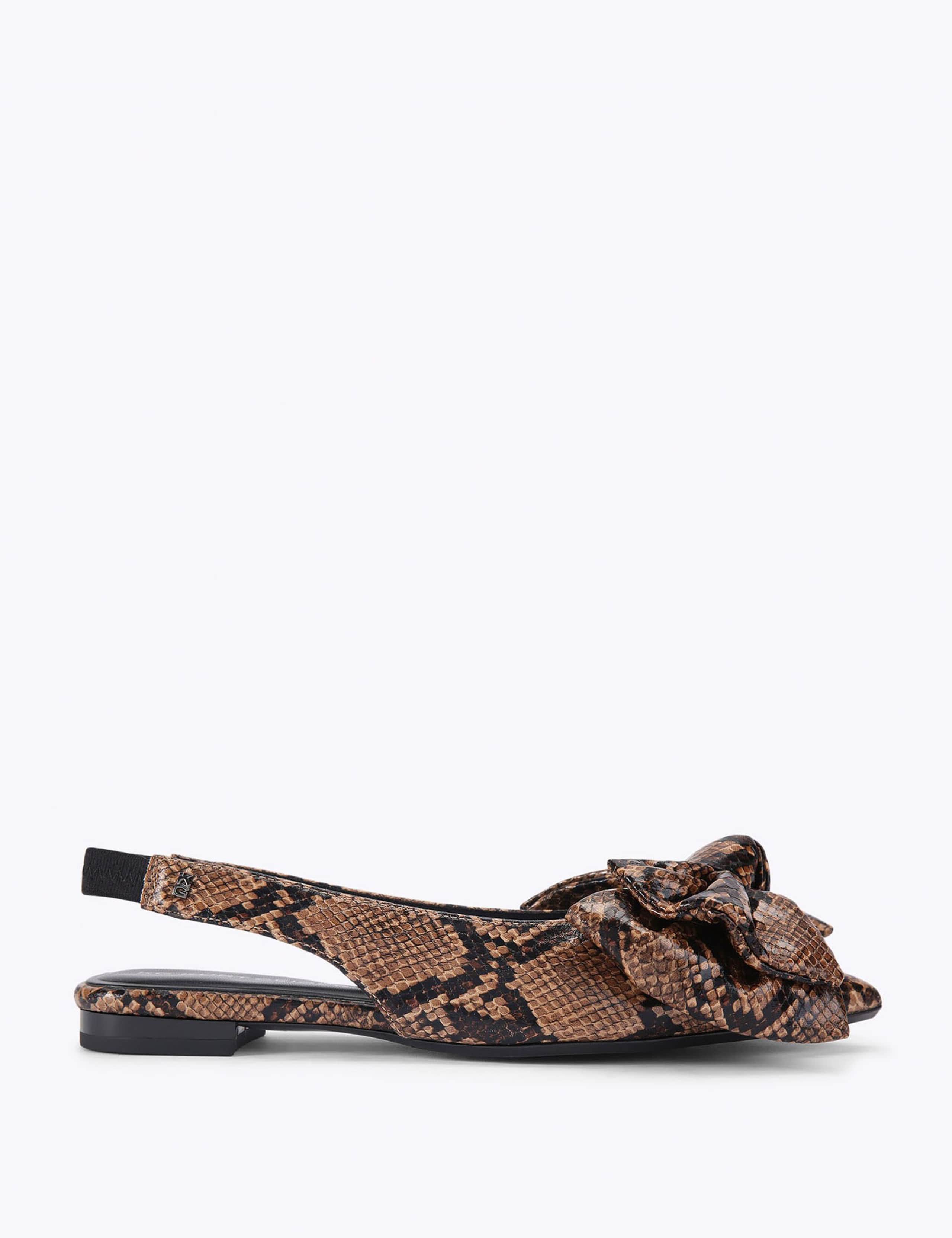 Snake Print Bow Flat Pointed Slingbacks 2 of 6