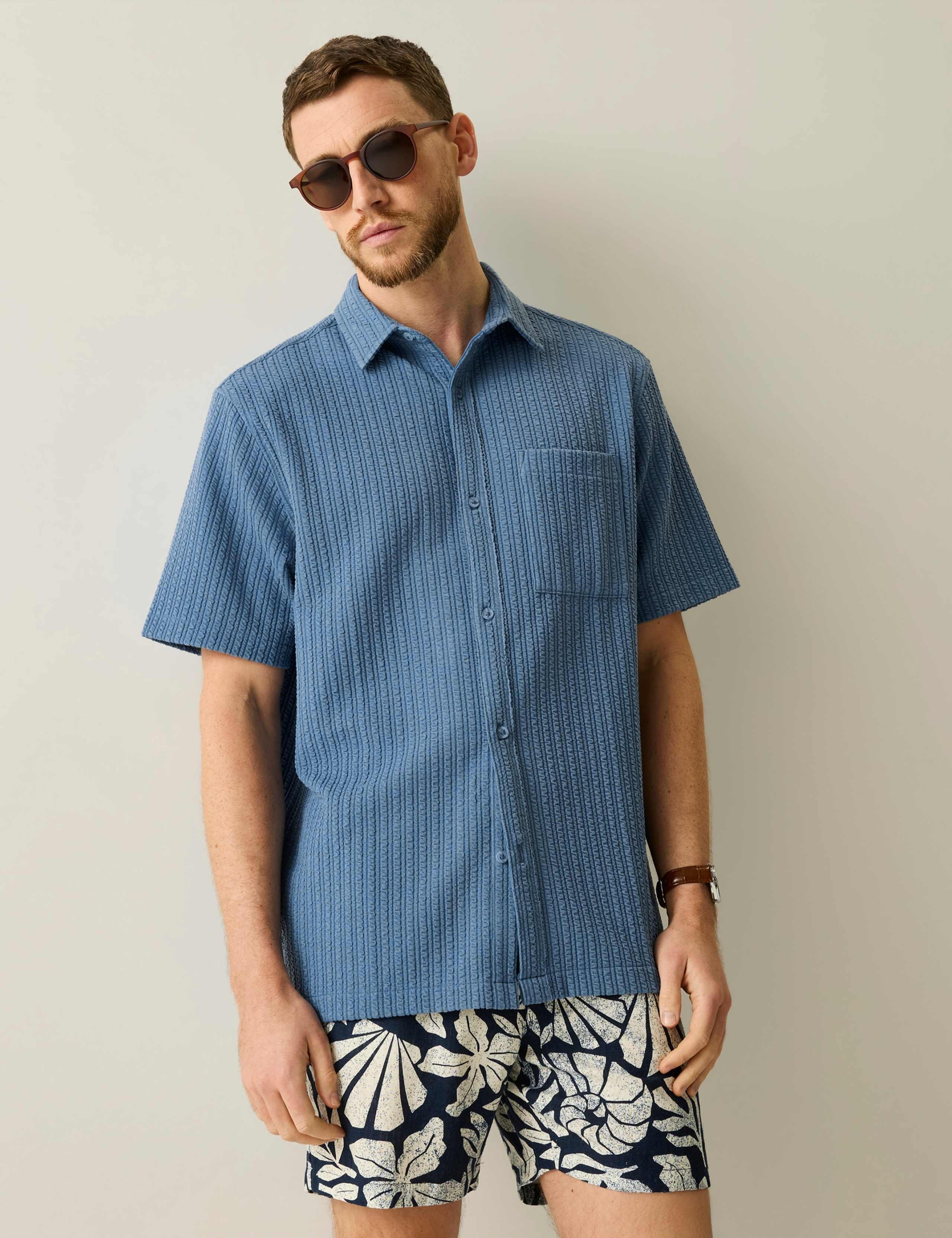 Camilo Relaxed Fit Seersucker Short Sleeve Shirt 1 of 6