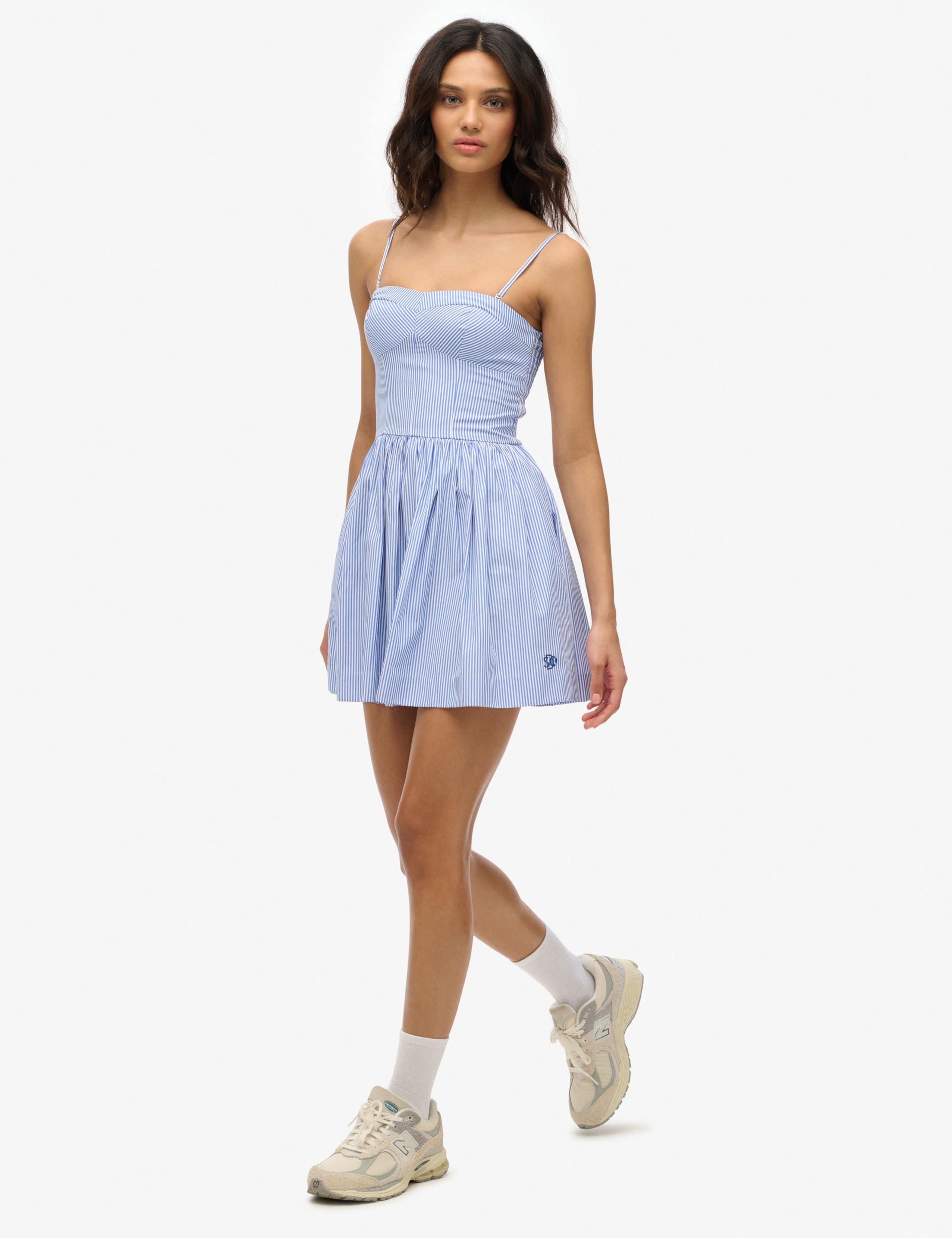 Striped Sweetheart Neckline Strappy Mini Cami Dress 5 of 7