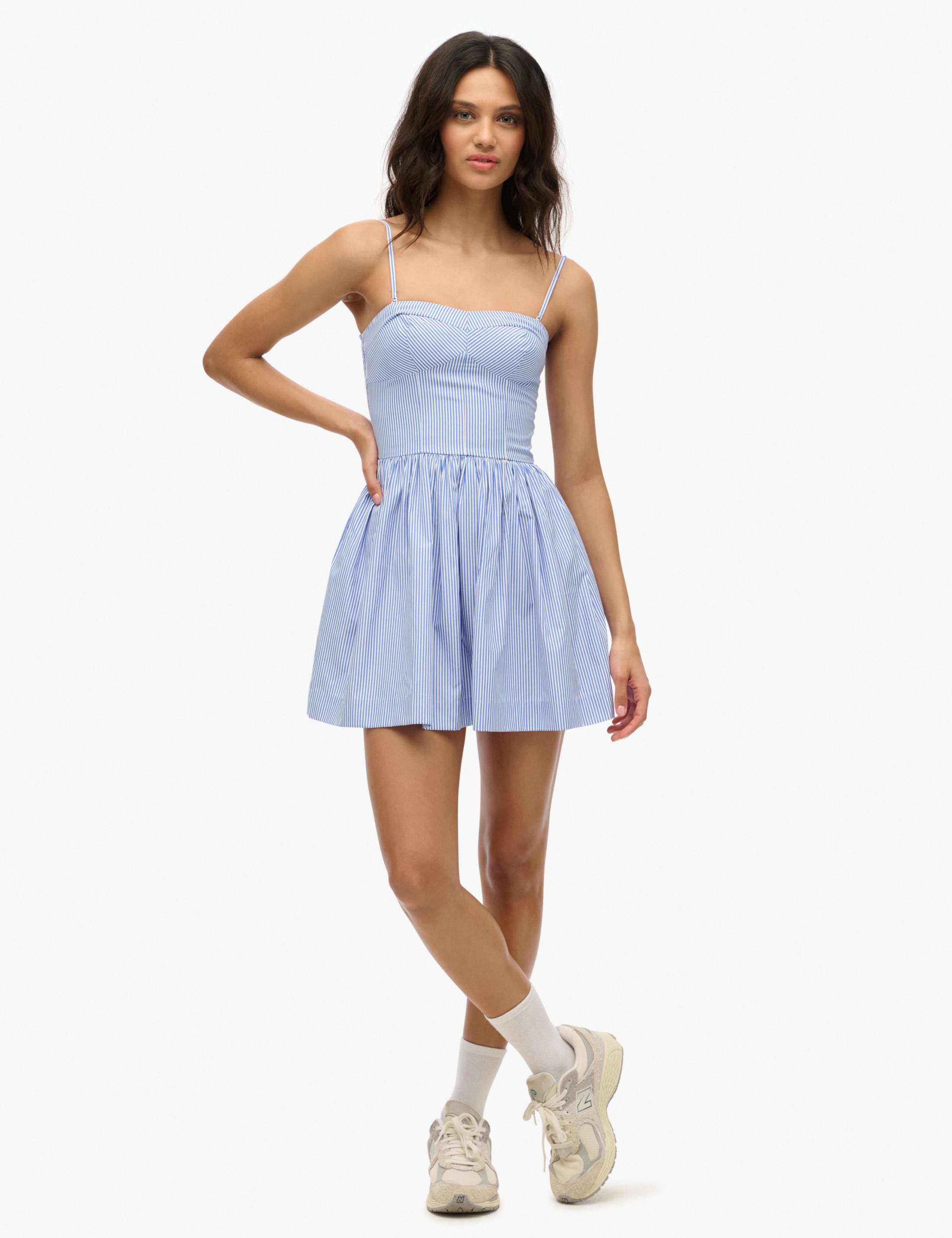 Striped Sweetheart Neckline Strappy Mini Cami Dress 6 of 7